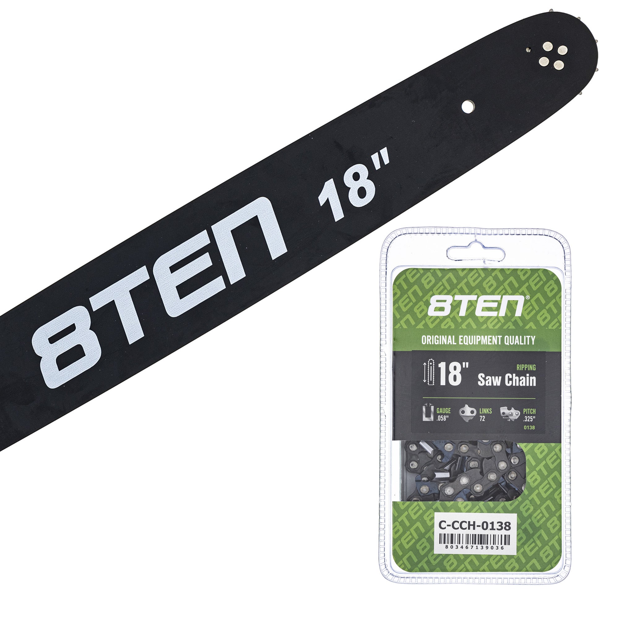 Chainsaw Bar & Chain Set 18 Inch for EA6100P53G EA6100P53E EA5600F EA5000P53G 8TEN MK1010311