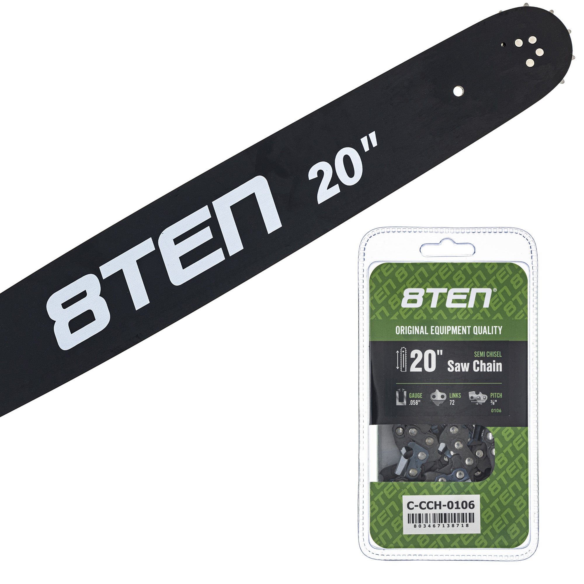 Chainsaw Bar & Chain Set 20 Inch for EA6101P53G EA6100PREG EA6100P53G EA6100P53E 8TEN MK1010427