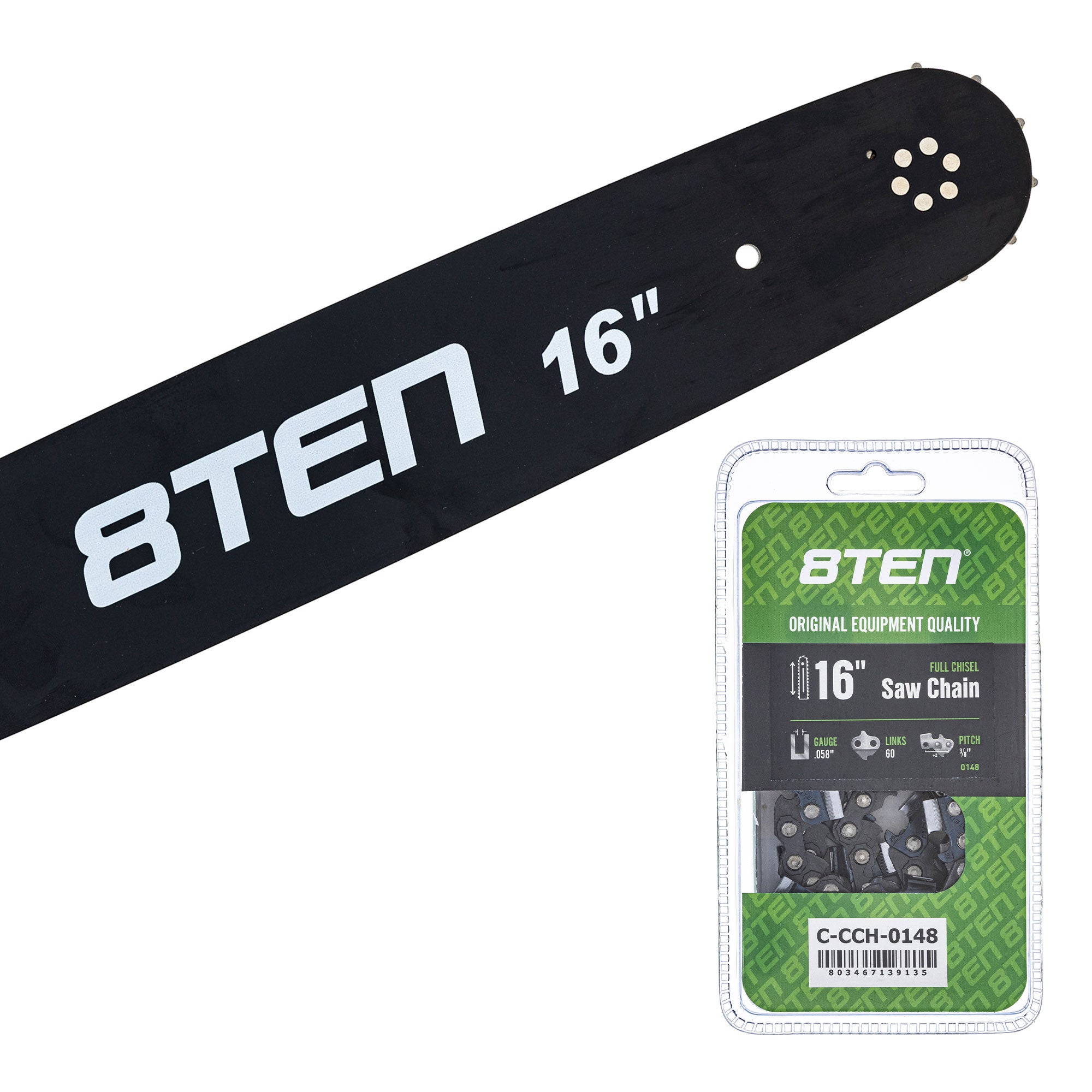 Chainsaw Bar & Chain Set 16 Inch for DCS7901 DCS7301 DCS6421 DCS6401 8TEN MK1010431