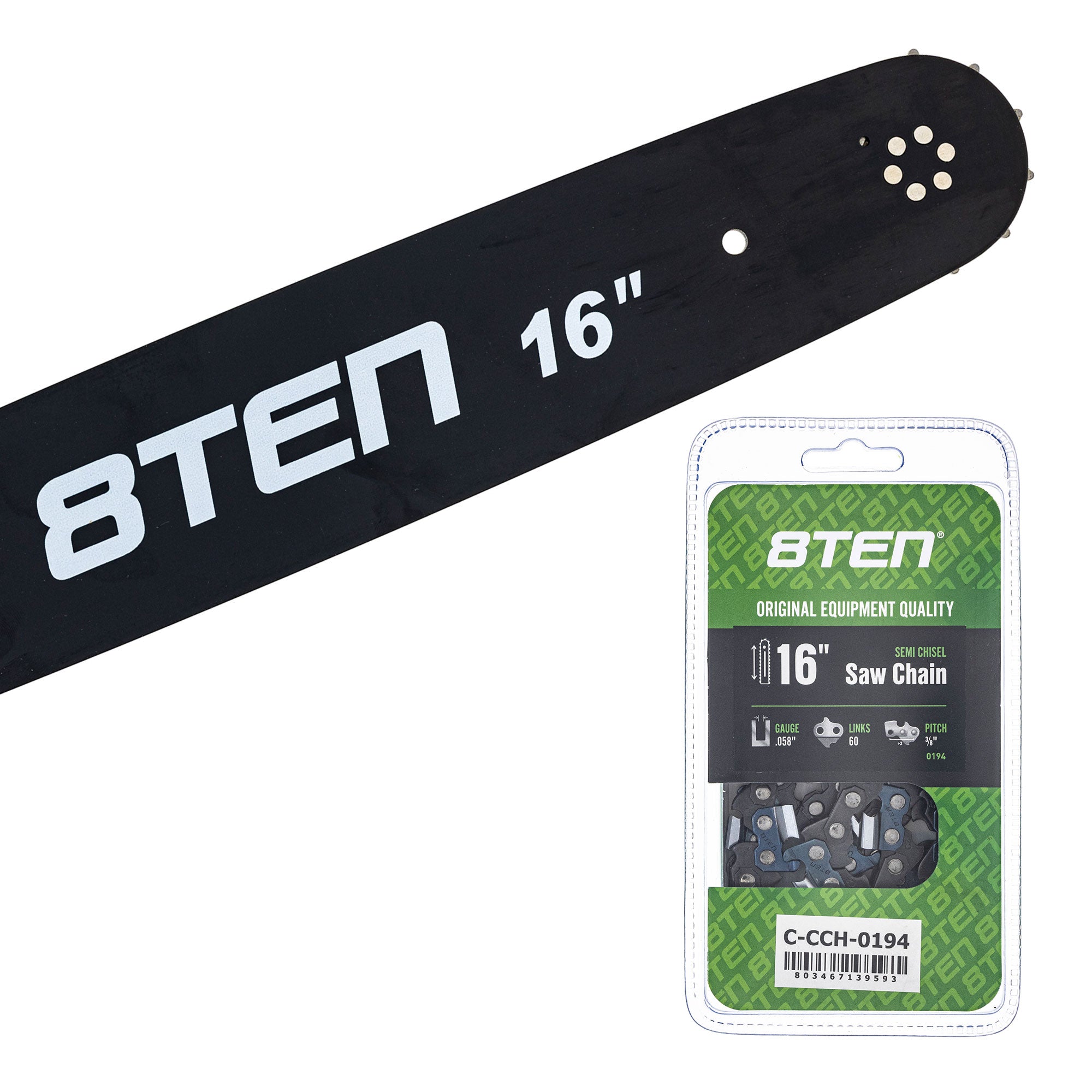 Chainsaw Bar & Chain Set 16 Inch for DCS7901 DCS7301 DCS6421 DCS6401 8TEN MK1010436