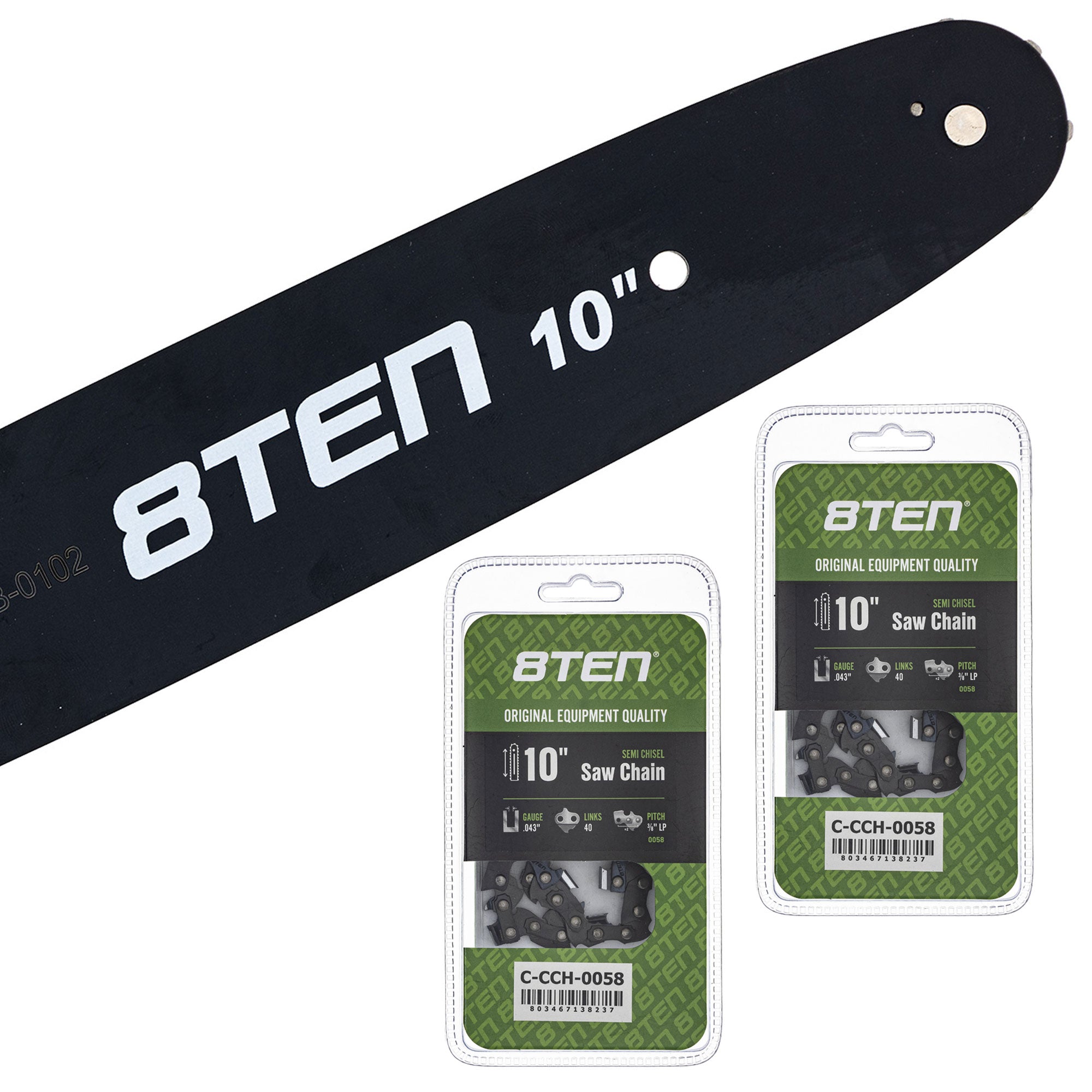Chainsaw Bar & 2 Chain Set 10 Inch for UT34010 TPS-270PF TPS-270 TPS-260 8TEN MK1010468