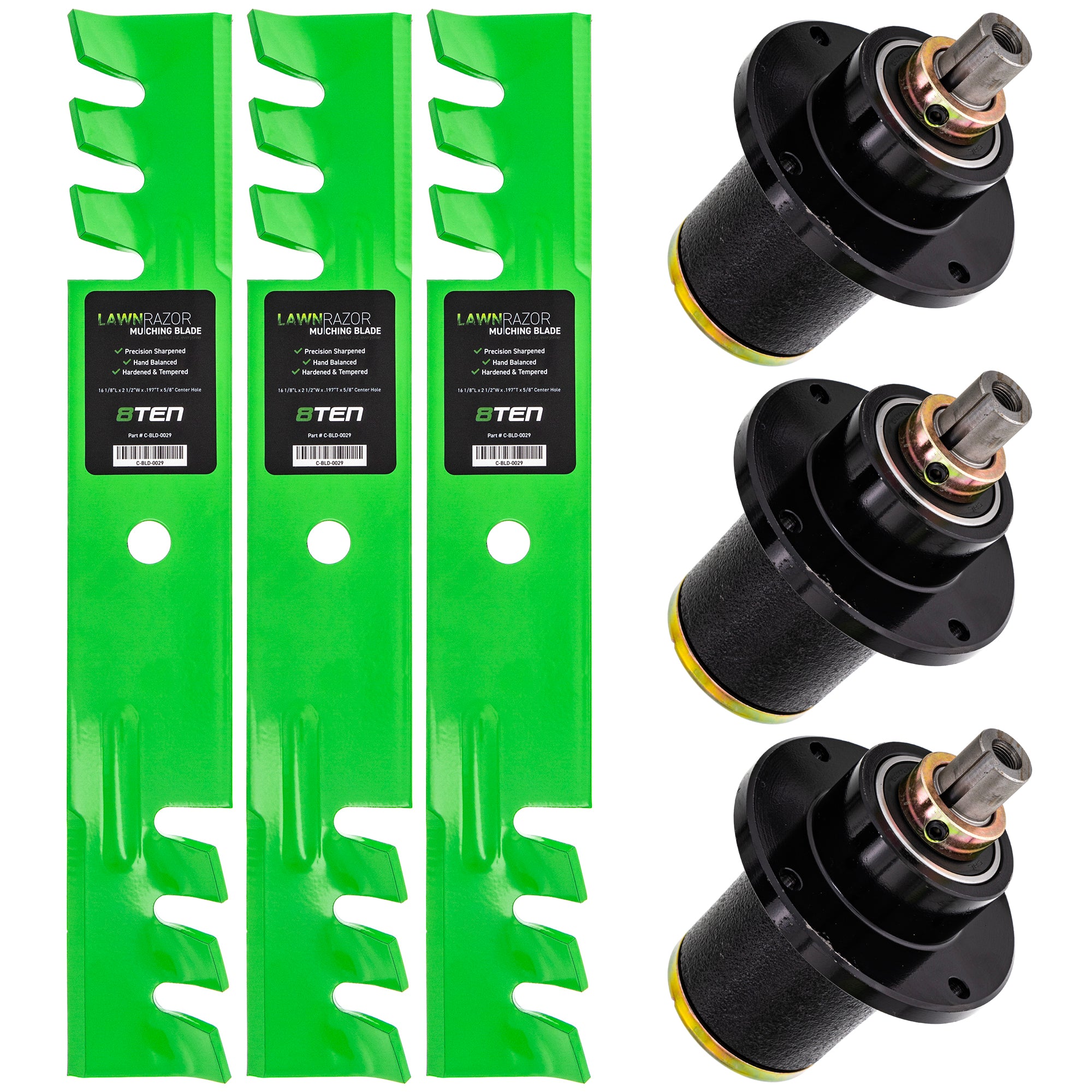 Deck Spindles & Mulching Blades Kit for Z-Master Wasp Scorpion Pro-Walk 8TEN MK1014621
