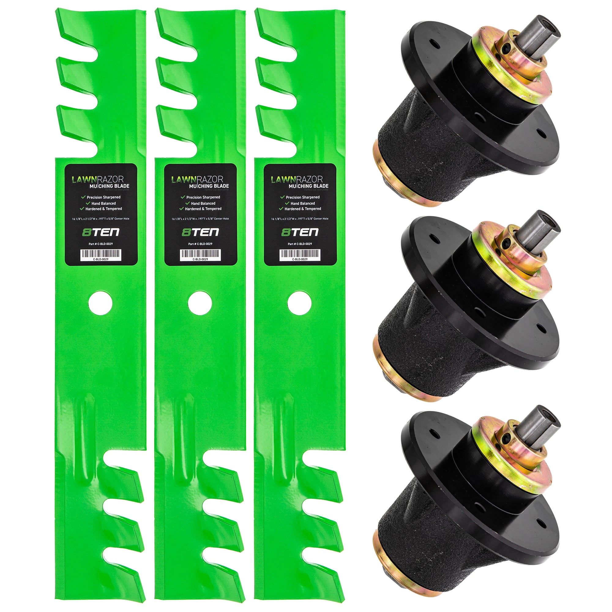 Deck Spindles & Mulching Blades Kit for Z-Master Wasp Scorpion Pro-Walk 8TEN MK1014622