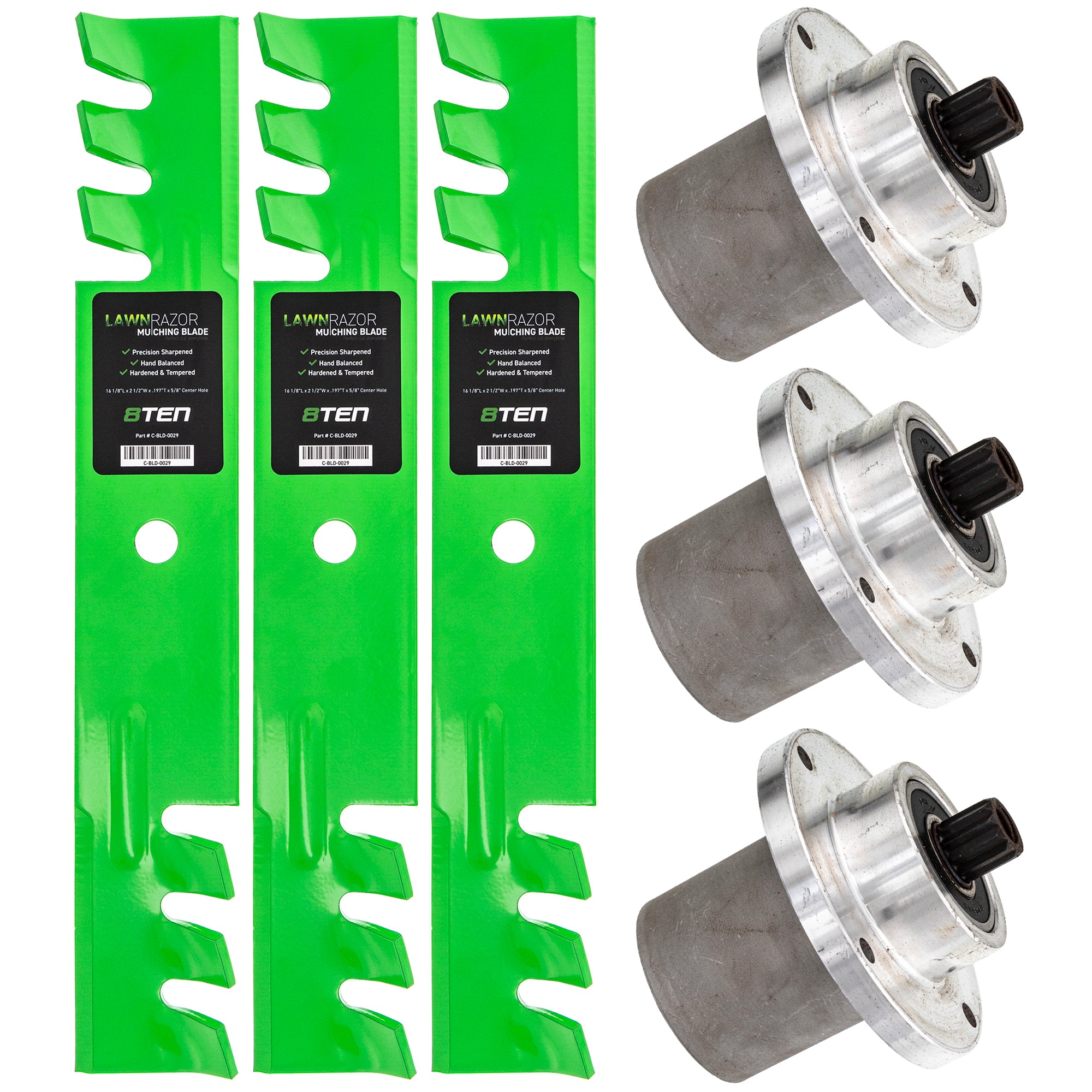 Deck Spindles & Mulching Blades Kit for Z-Master Wasp Scorpion Pro-Walk 8TEN MK1014623