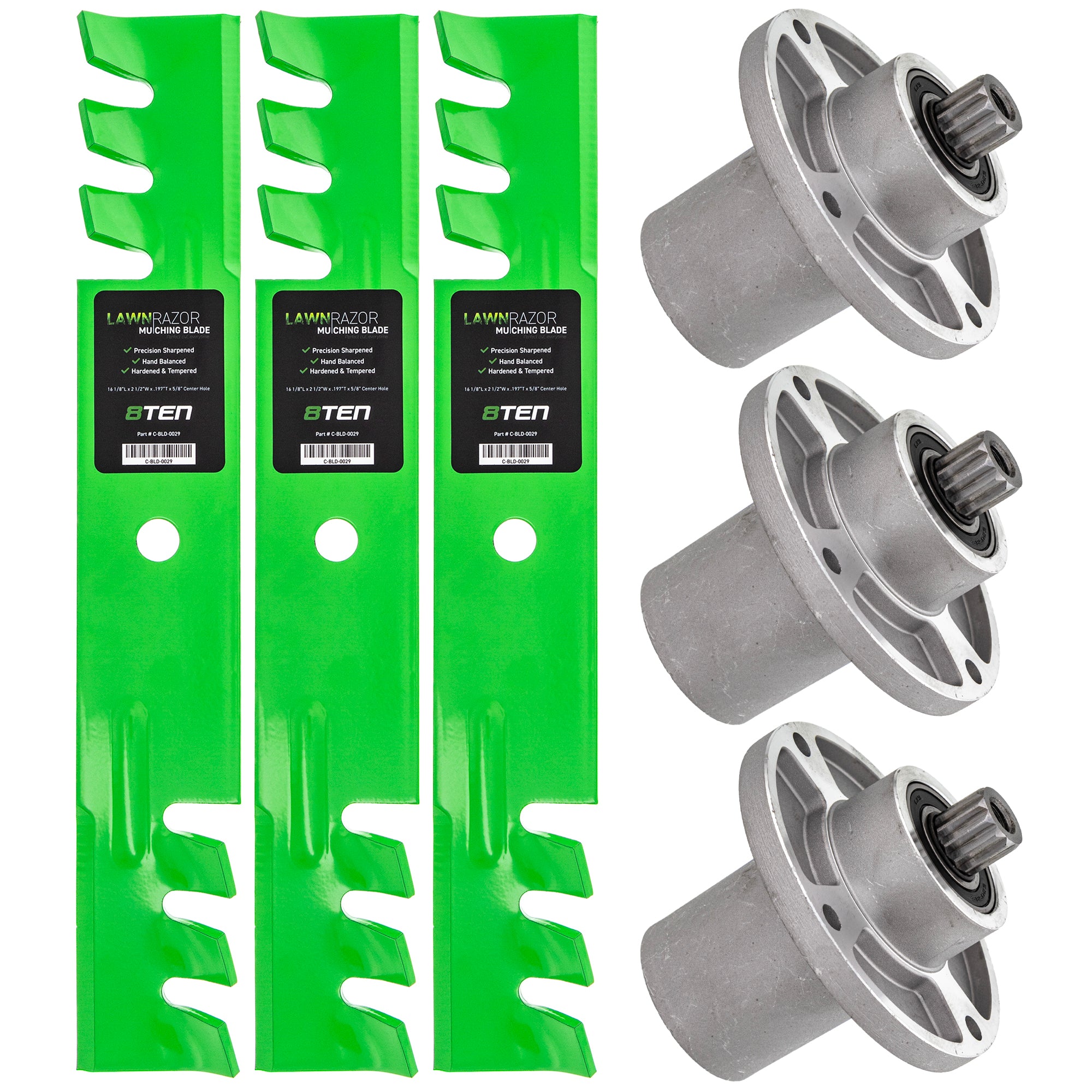 Deck Spindles & Mulching Blades Kit for Z-Master Wasp Scorpion Pro-Walk 8TEN MK1014624