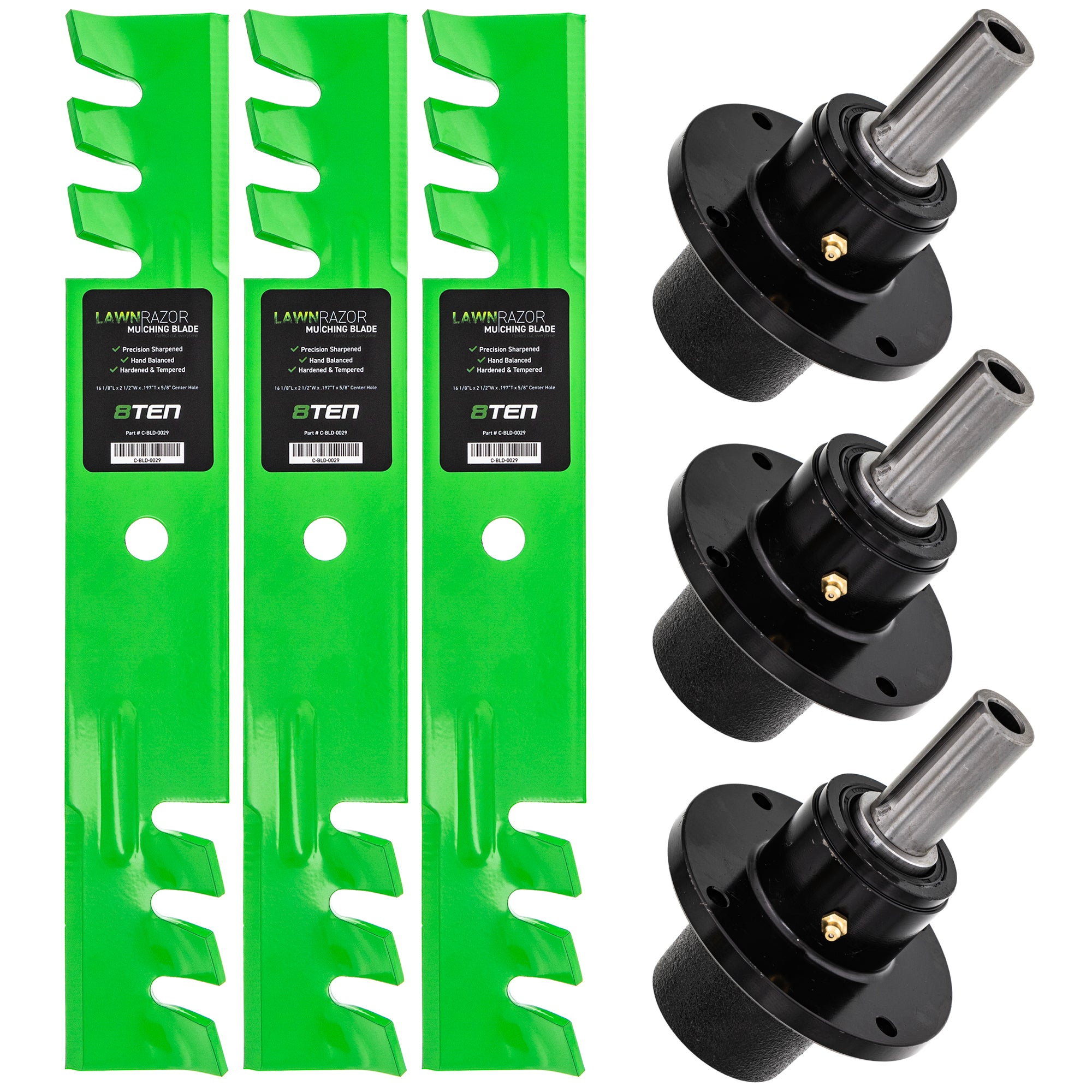 Deck Spindles & Mulching Blades Kit for Z-Master Wasp Scorpion Pro-Walk 8TEN MK1014626
