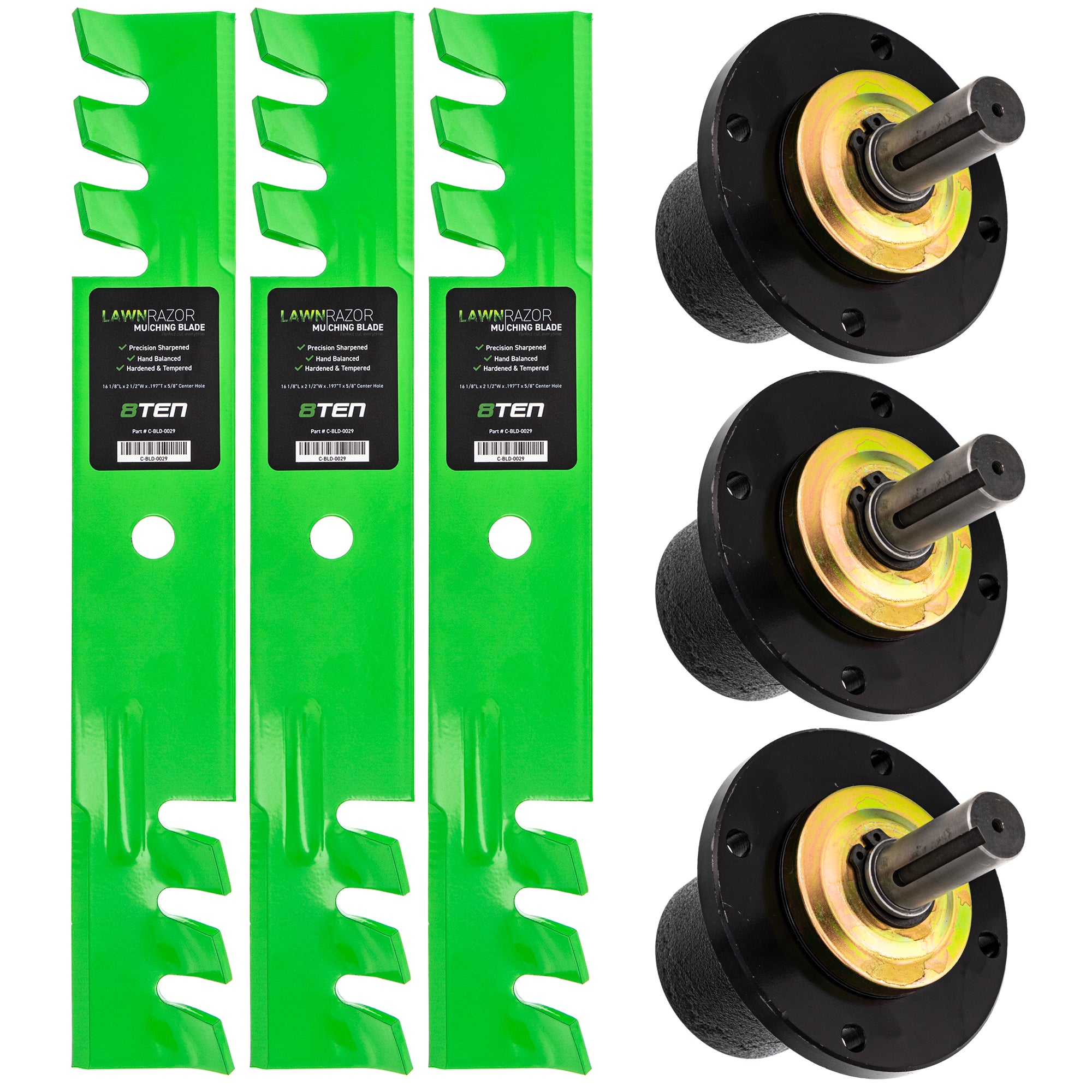 Deck Spindles & Mulching Blades Kit for Z-Master Wasp Scorpion Pro-Walk 8TEN MK1014630