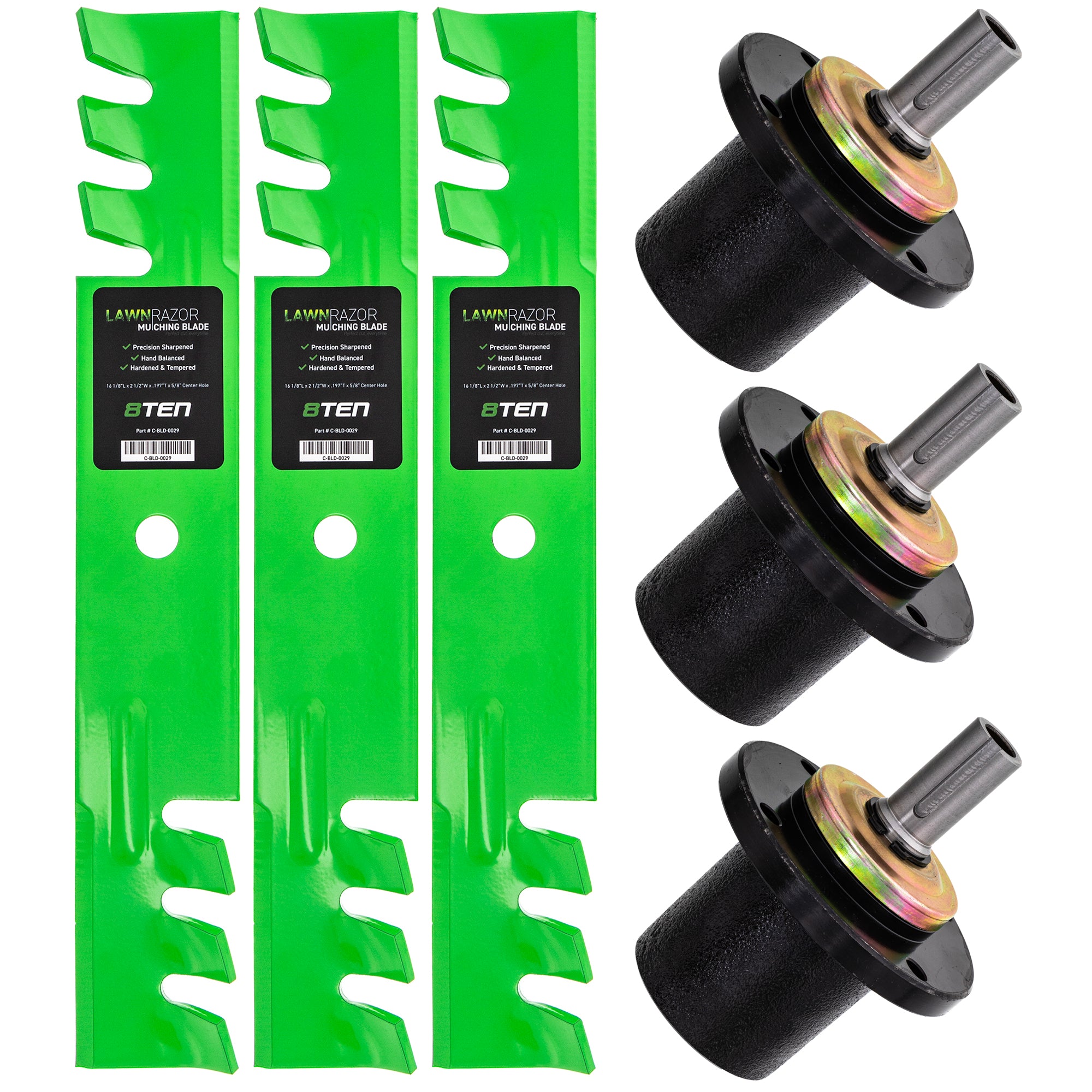 Deck Spindles & Mulching Blades Kit for Z-Master Wasp Scorpion Pro-Walk 8TEN MK1014631