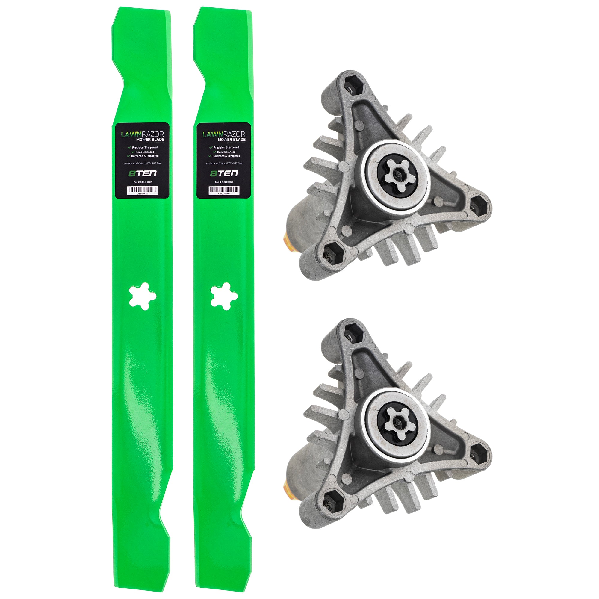 Heavy Duty Spindle Medium-Lift Blade Kit for AYP9182C79 AYP9182B79 AYP9182A79 AYP9167D79 8TEN MK1014640