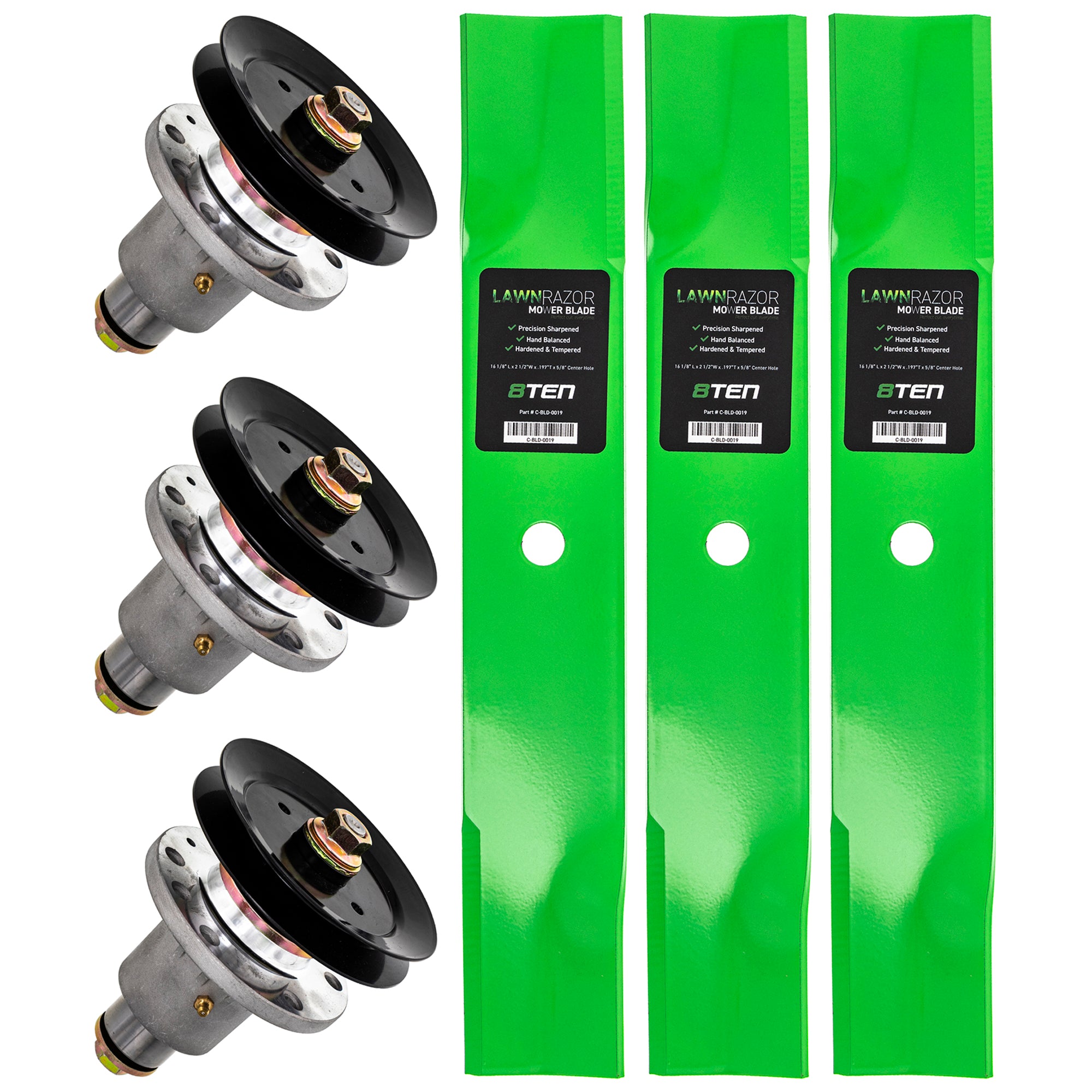 Deck Spindles & Mower Blades Kit for ZT Zoom Pro-Turn Pro-Stance 8TEN MK1014649