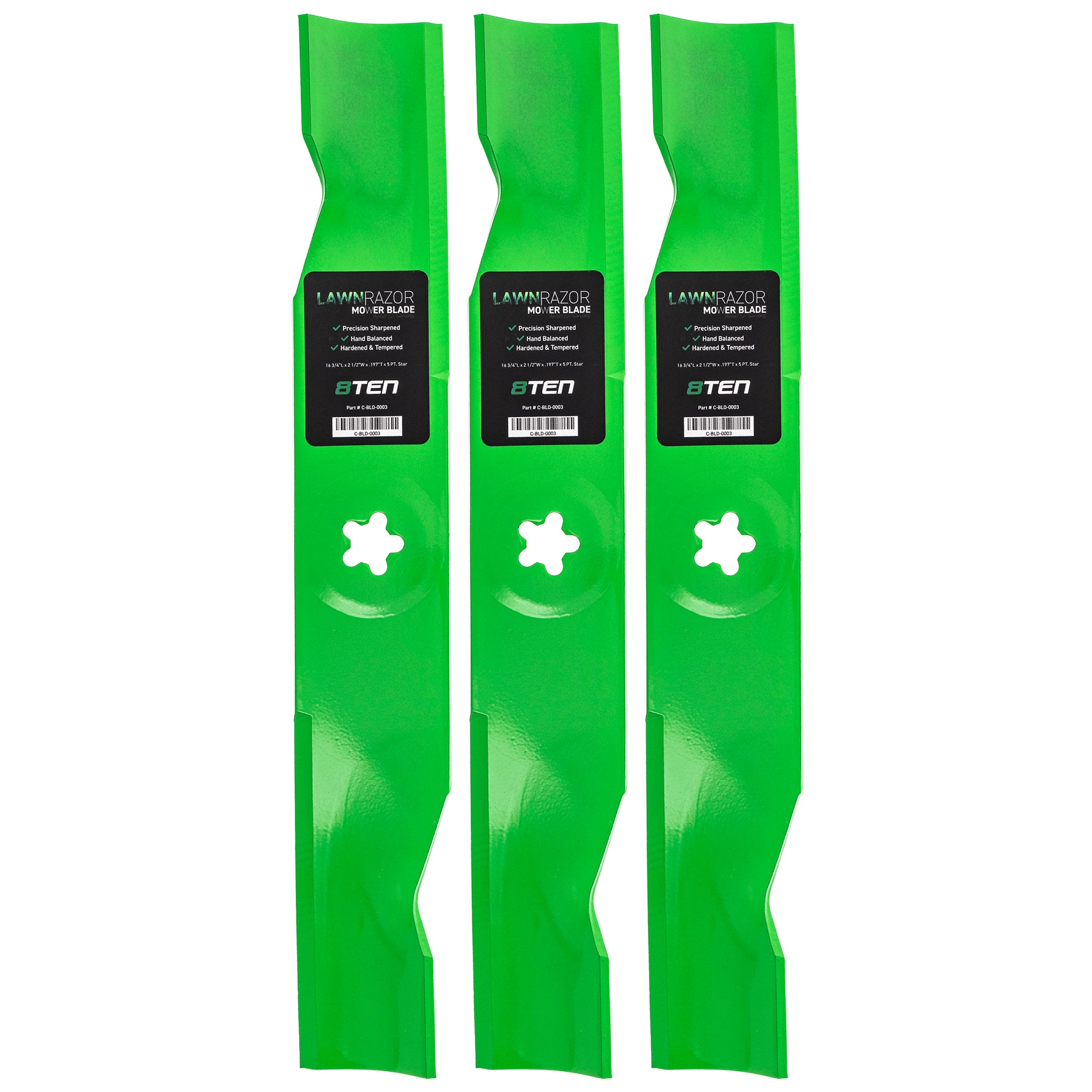 LawnRAZOR LawnRAZOR Notched High Lift Blade 3-Pack for Walbro Stens Oregon MTD Cub Cadet 8TEN 810-CBL2225D