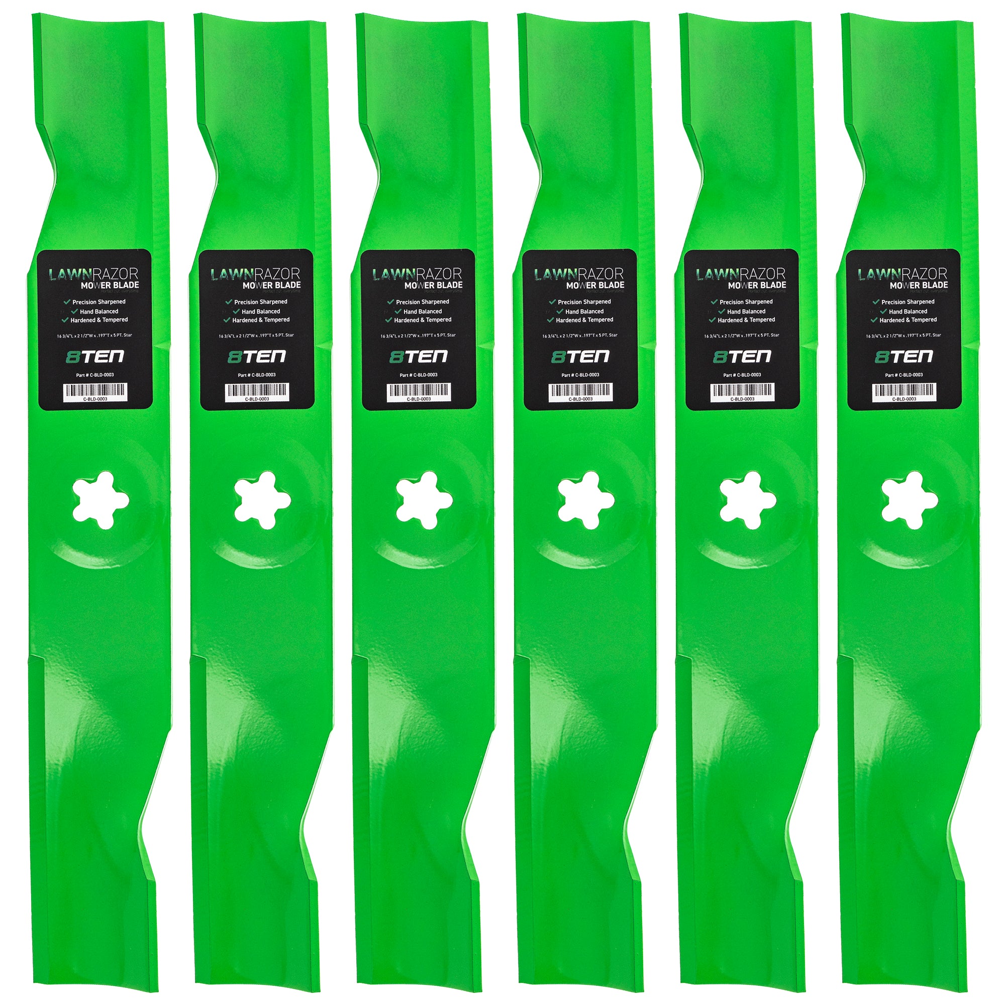 LawnRAZOR LawnRAZOR Notched High Lift Blade 6-Pack for Walbro Stens Oregon MTD Cub Cadet 8TEN 810-CBL2225D