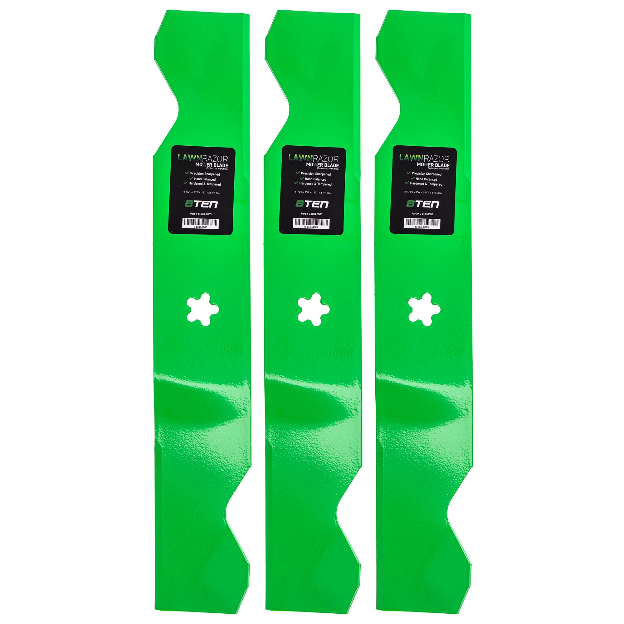 LawnRAZOR LawnRAZOR Notched High Lift Blade 3-Pack for Stens Oregon MTD Cub Cadet 8TEN 810-CBL2227D