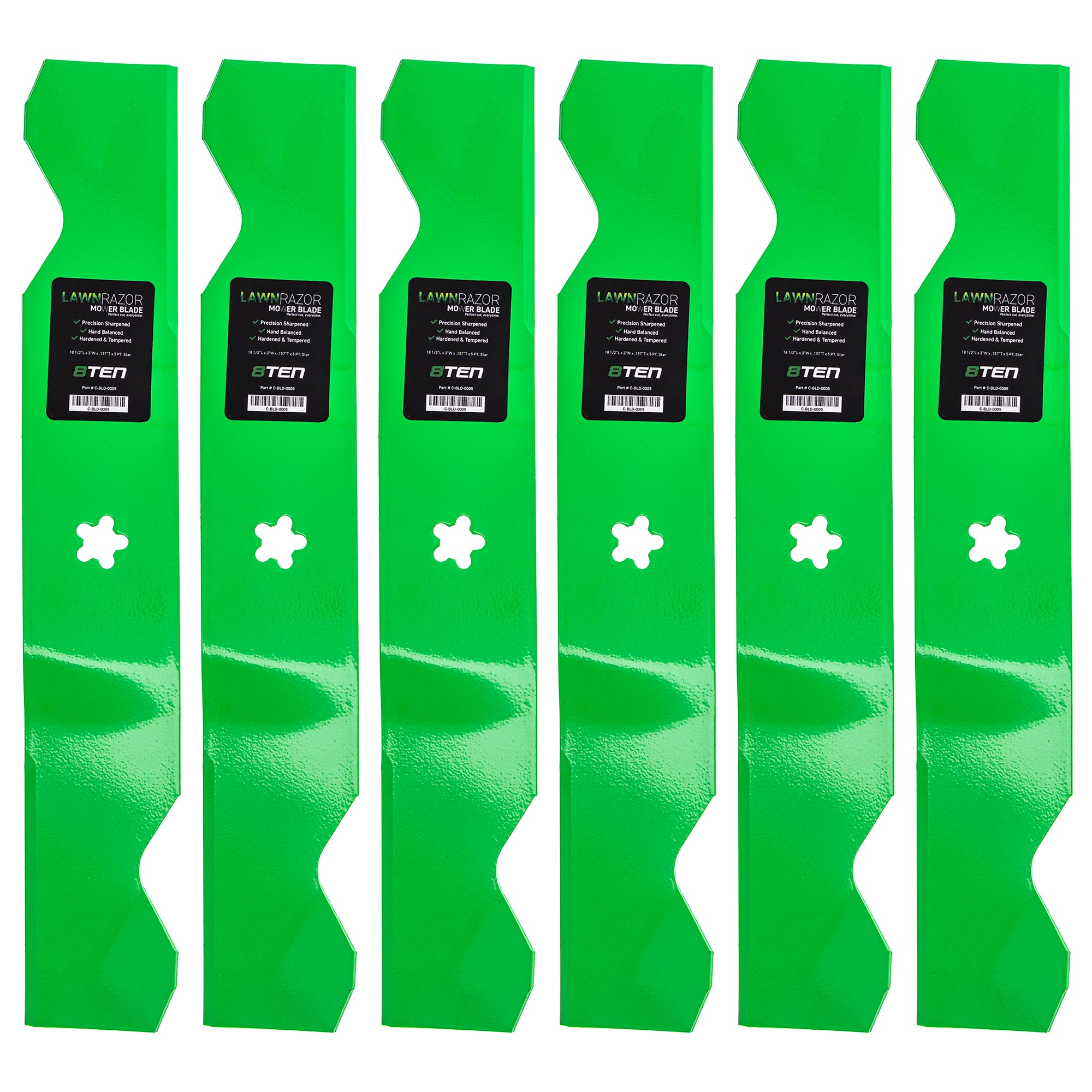 LawnRAZOR LawnRAZOR Notched High Lift Blade 6-Pack for Stens Oregon MTD Cub Cadet 8TEN 810-CBL2227D