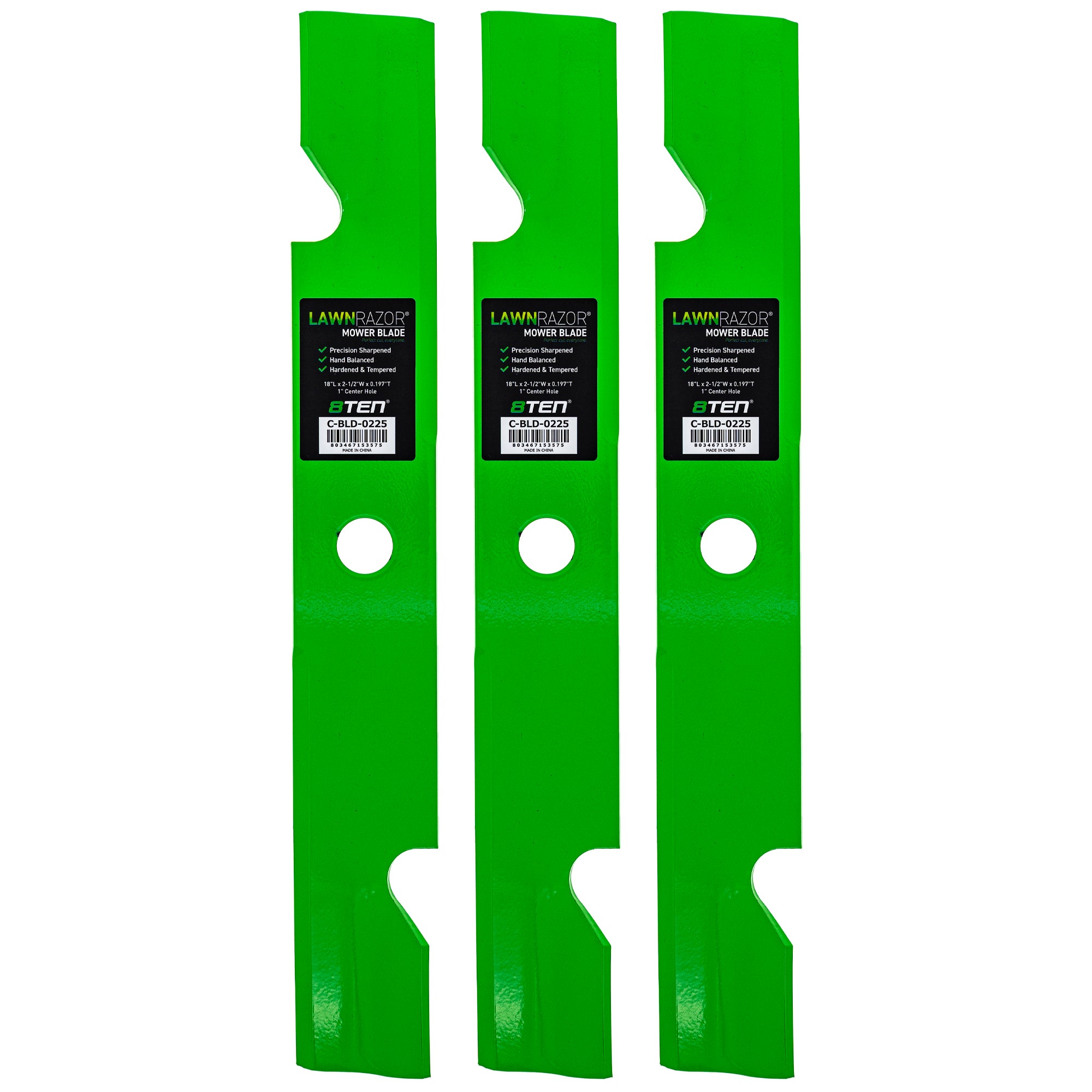 LawnRAZOR Notched High Lift Blade 3-Pack for zOTHER Walbro Toro Exmark Oregon Titan 8TEN 810-CBL2447D