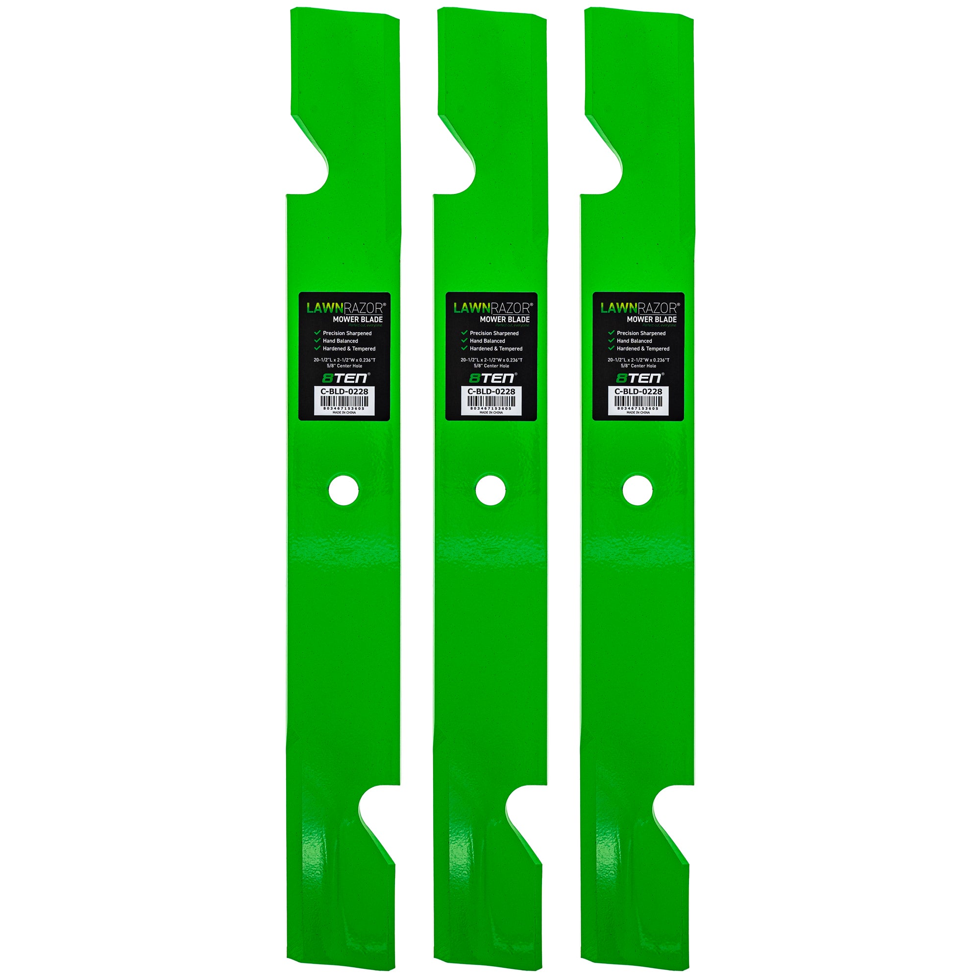 LawnRAZOR Notched High Lift Blade 3-Pack for zOTHER Toro Exmark Oregon Hustler Bad Boy 8TEN 810-CBL2440D