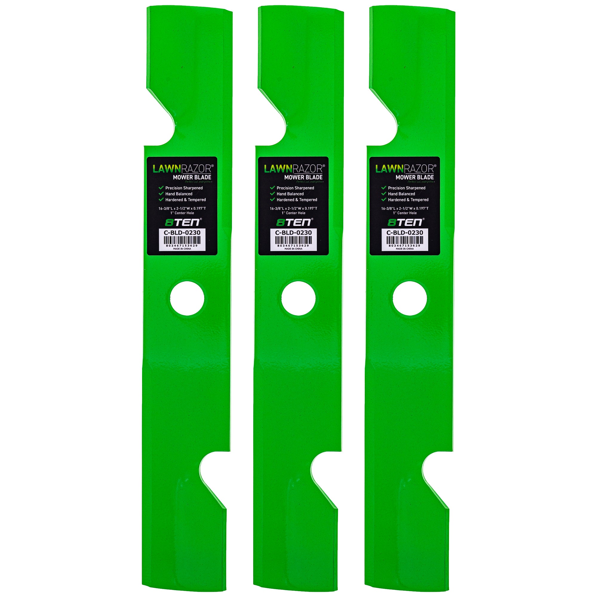 LawnRAZOR Notched High Lift Blade 3-Pack for zOTHER Toro Exmark Oregon Vertex Vantage Turf 8TEN 810-CBL2452D