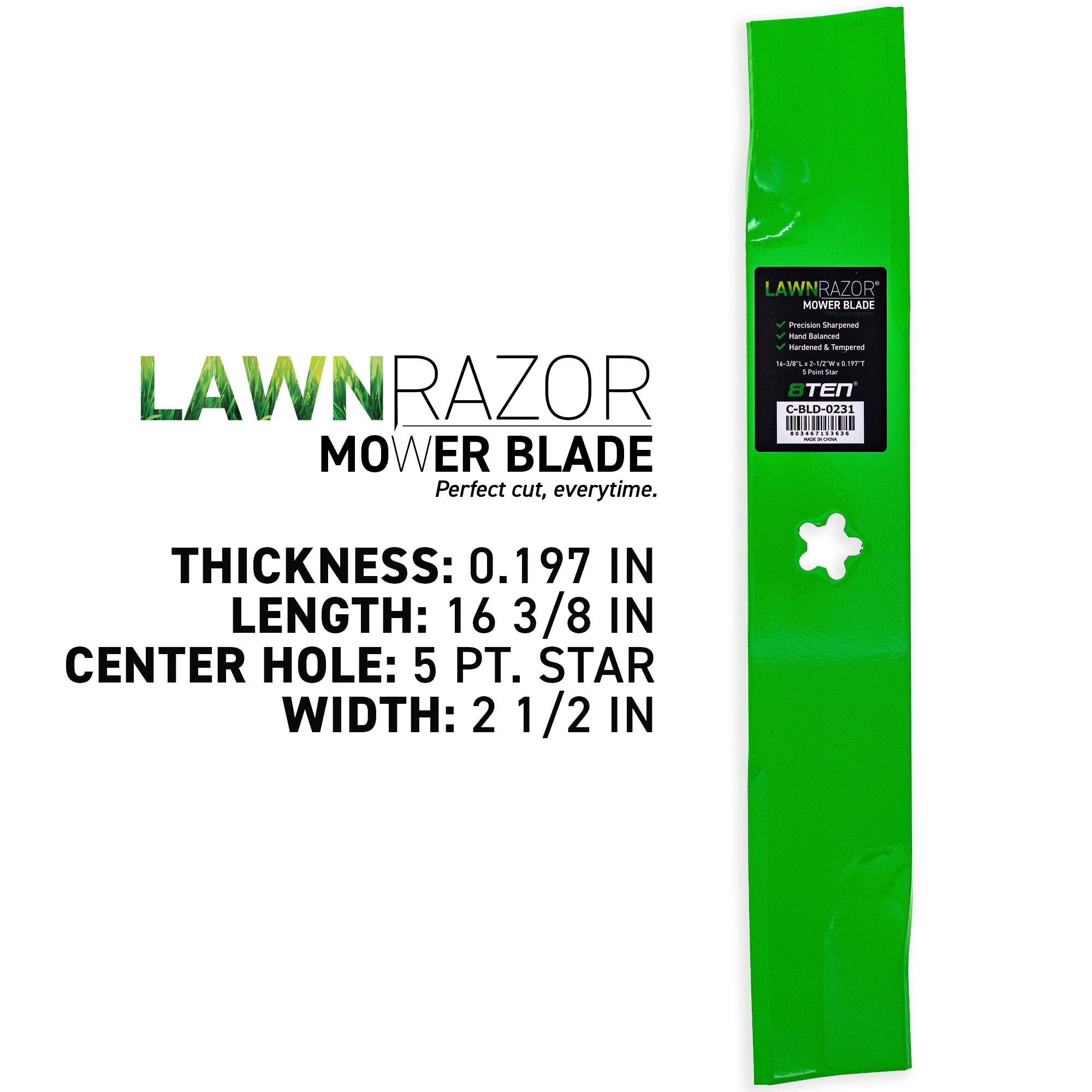 8TEN 810-CBL2453D LawnRAZOR High Lift Blade 3-Pack for zOTHER Oregon
