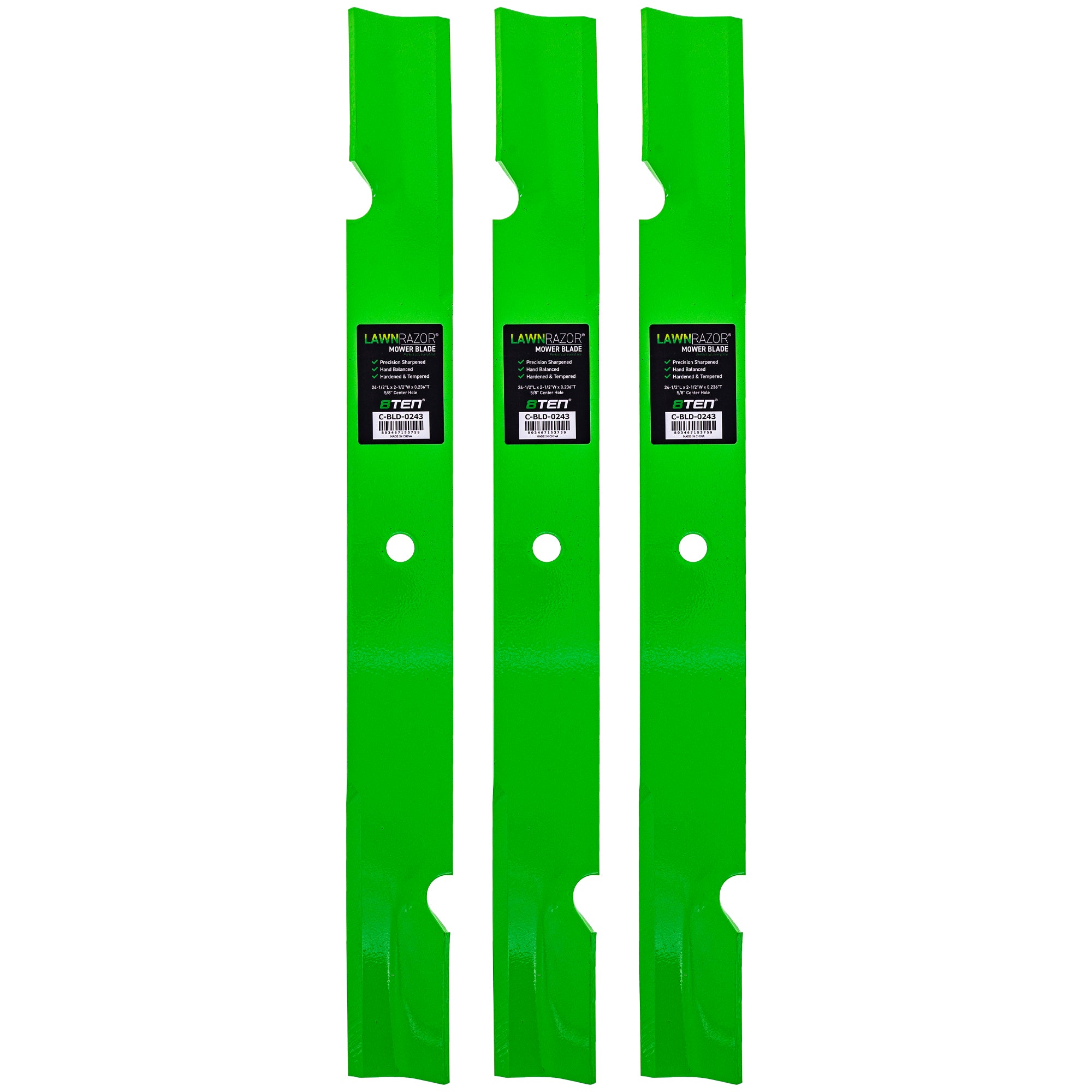 LawnRAZOR Notched High Lift Blade 3-Pack for Scag Oregon Z-Master Patriot Cheetah 8TEN 810-CBL2465D