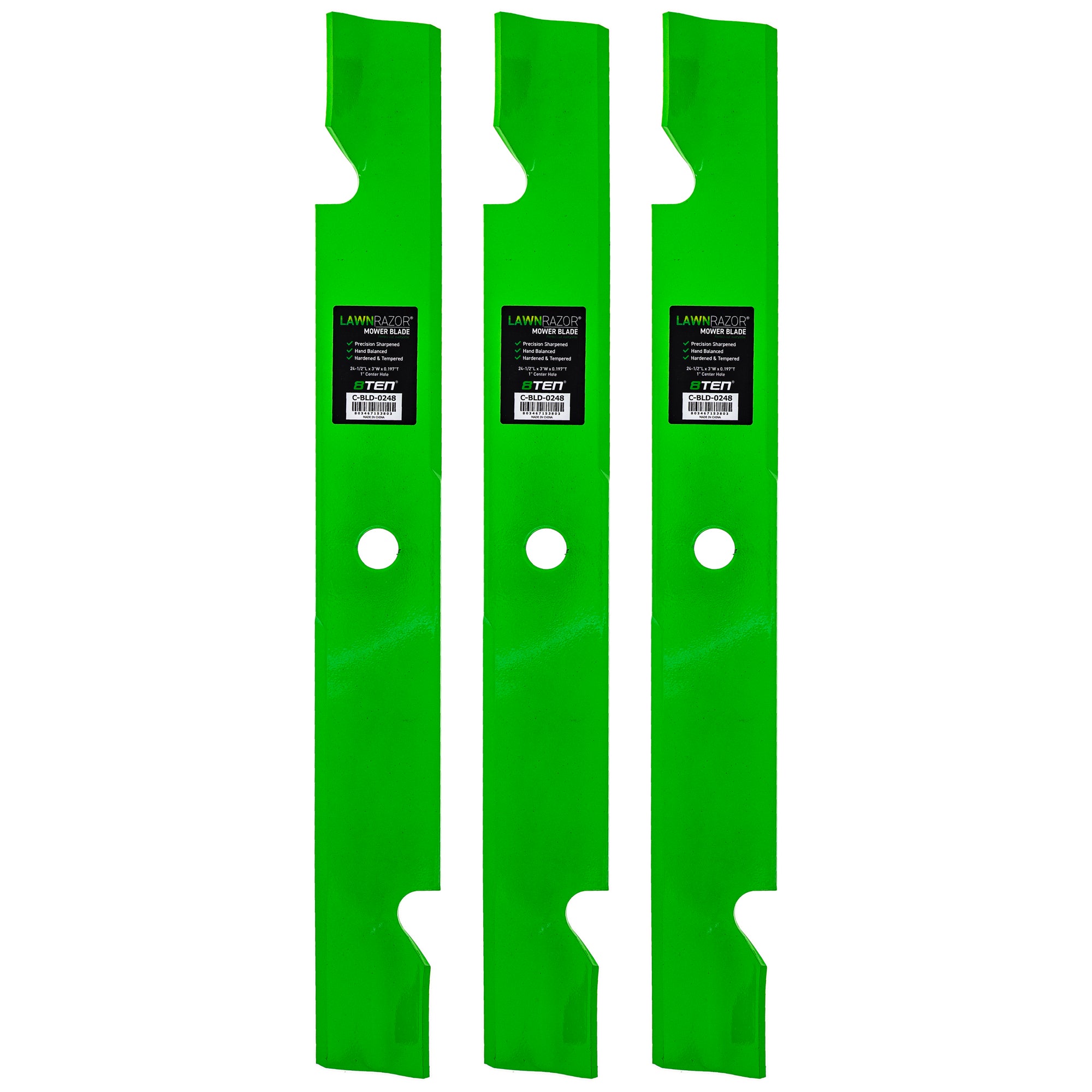 LawnRAZOR Notched High Lift Blade 3-Pack for zOTHER Toro Exmark Oregon Vertex Radius Next 8TEN 810-CBL2460D