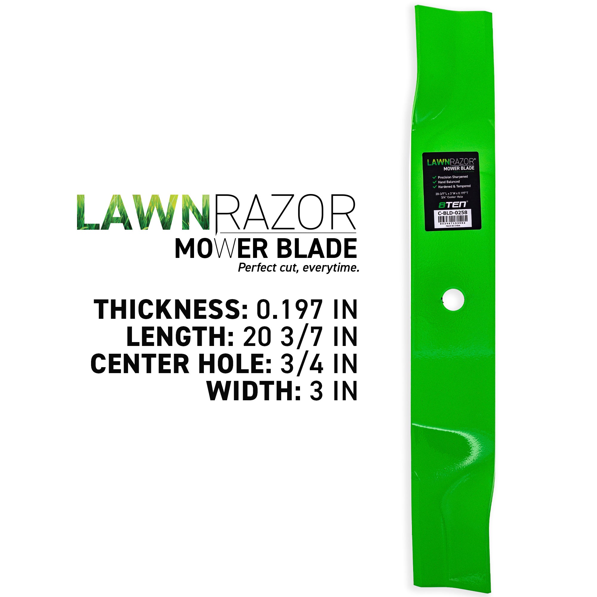 8TEN 810-CBL2470D LawnRAZOR High Lift Blade 3-Pack for zOTHER Walbro