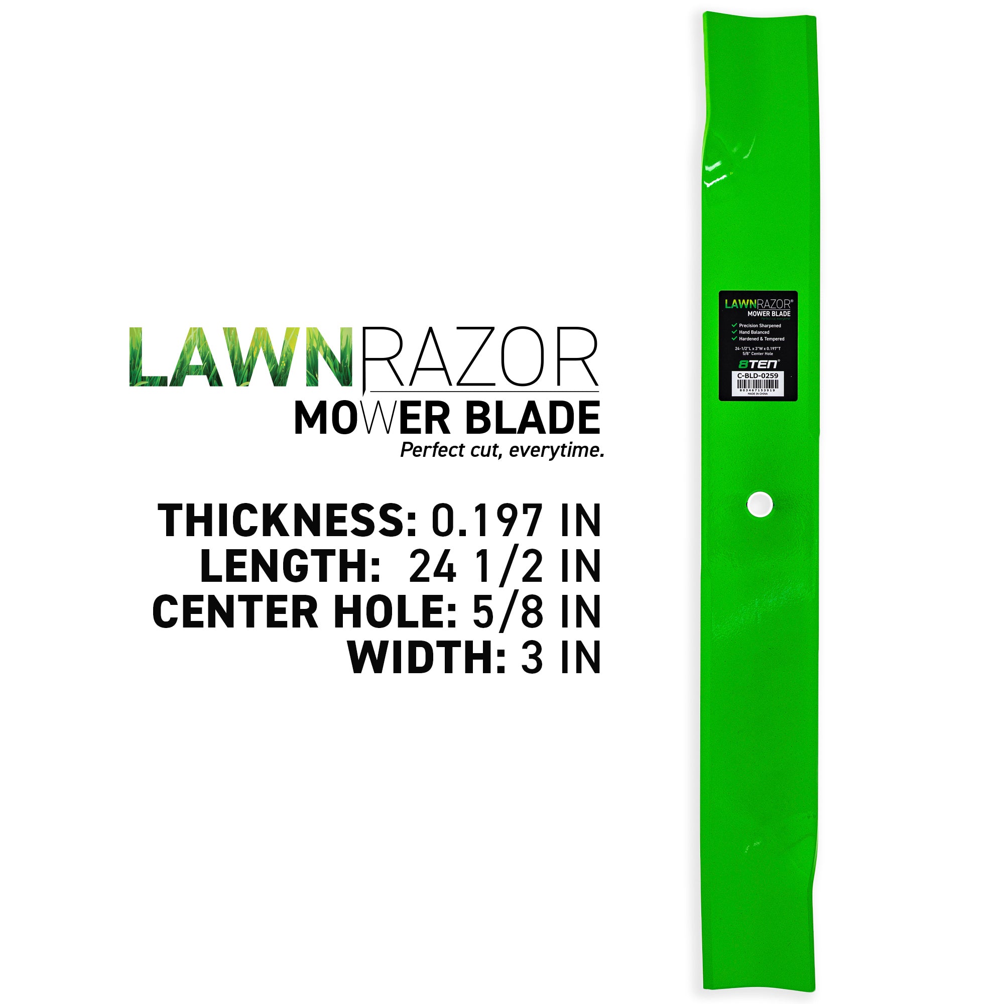 8TEN 810-CBL2471D LawnRAZOR High Lift Blade 3-Pack for zOTHER Toro