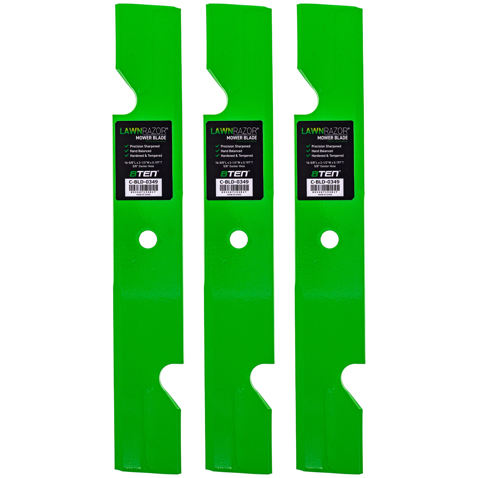 LawnRAZOR Notched High Lift Blade 3-Pack for MTD Cub Cadet Troy-Bilt Pro Cadet 8TEN 810-CBL2561D