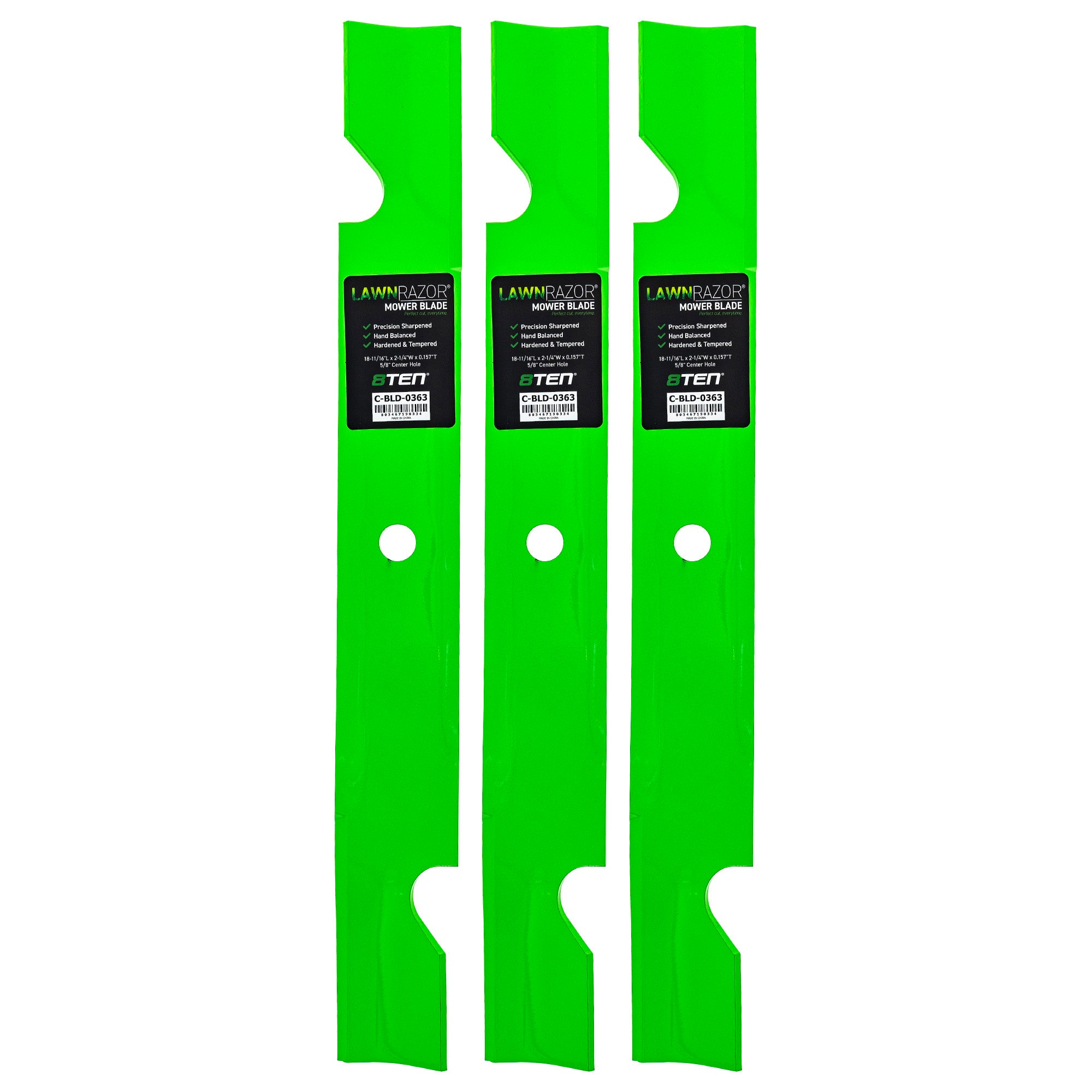 LawnRAZOR Notched High Lift Blade 3-Pack for Toro Exmark Oregon Titan TimeCutter 8TEN 810-CBL2585D