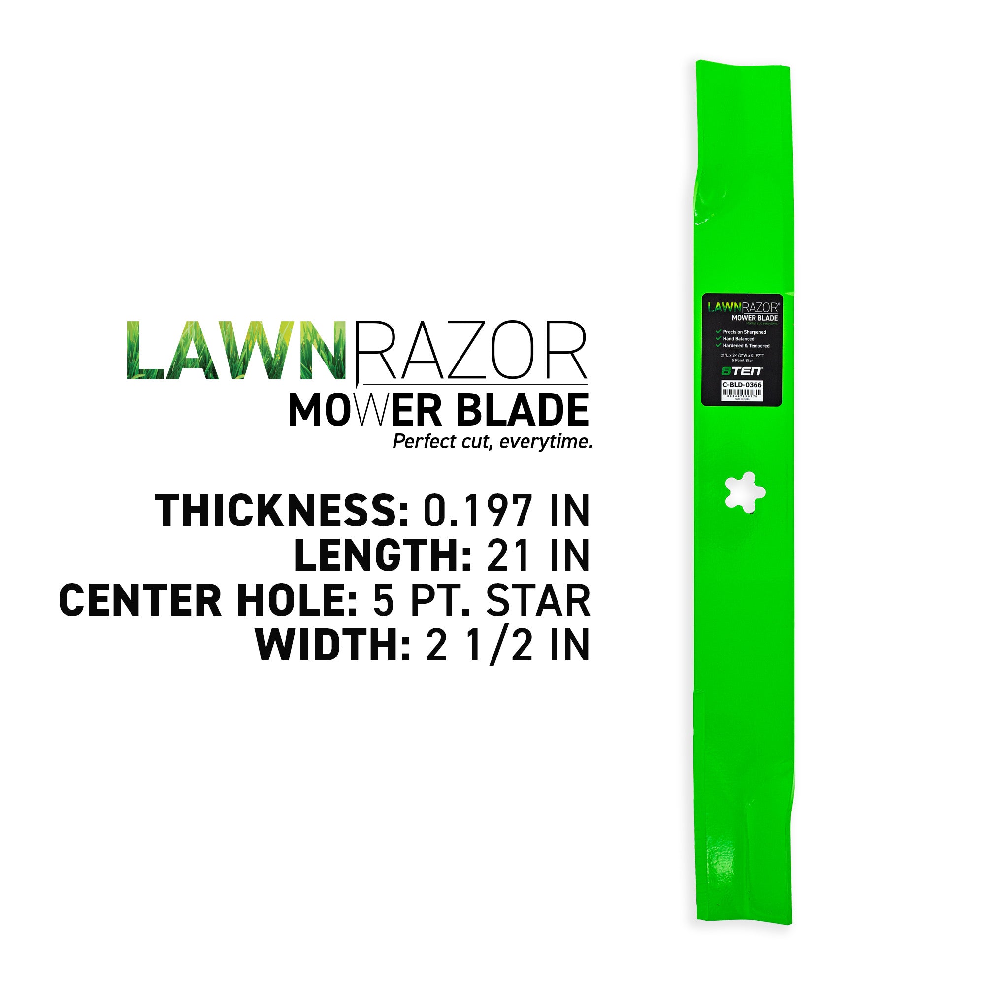 8TEN 810-CBL2588D LawnRAZOR High Lift Blade 3-Pack for zOTHER Oregon