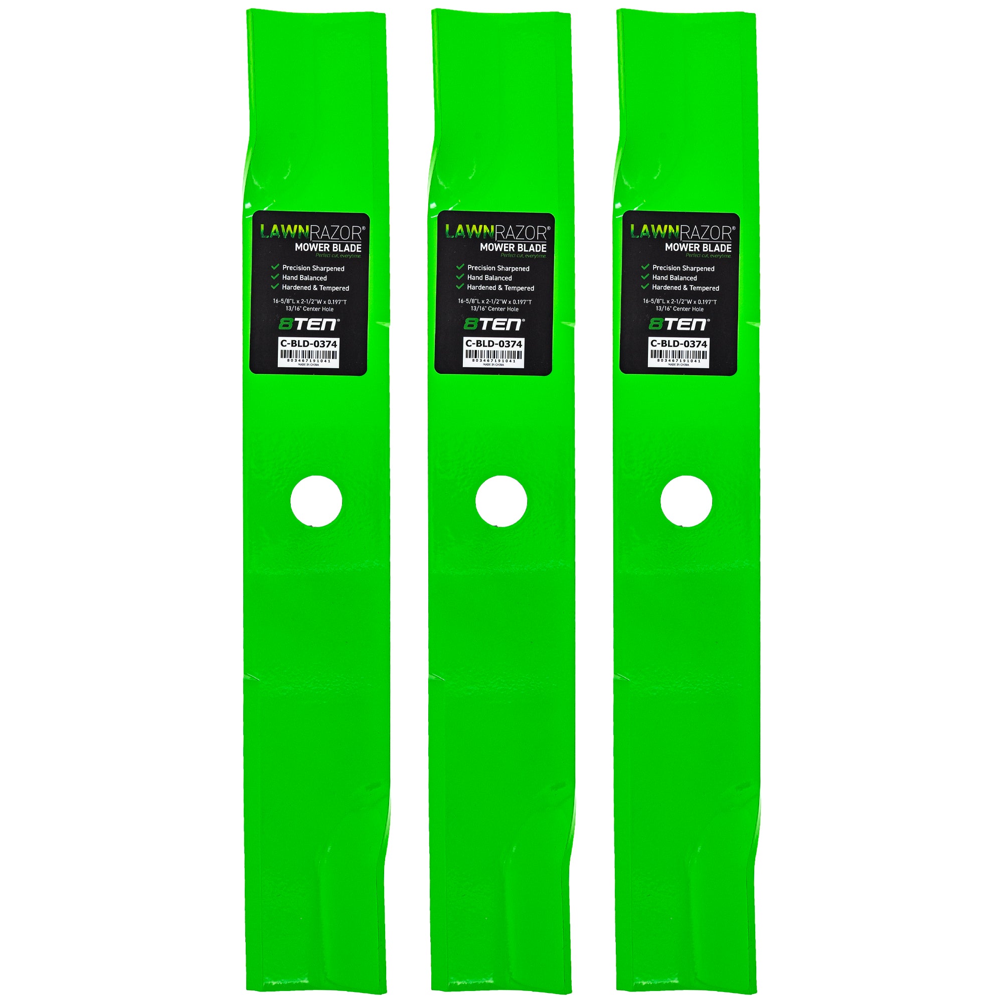 LawnRAZOR High Lift Blade 3-Pack for zOTHER Walbro Oregon John Deere S2348 S2048 Deere 8TEN 810-CBL2596D
