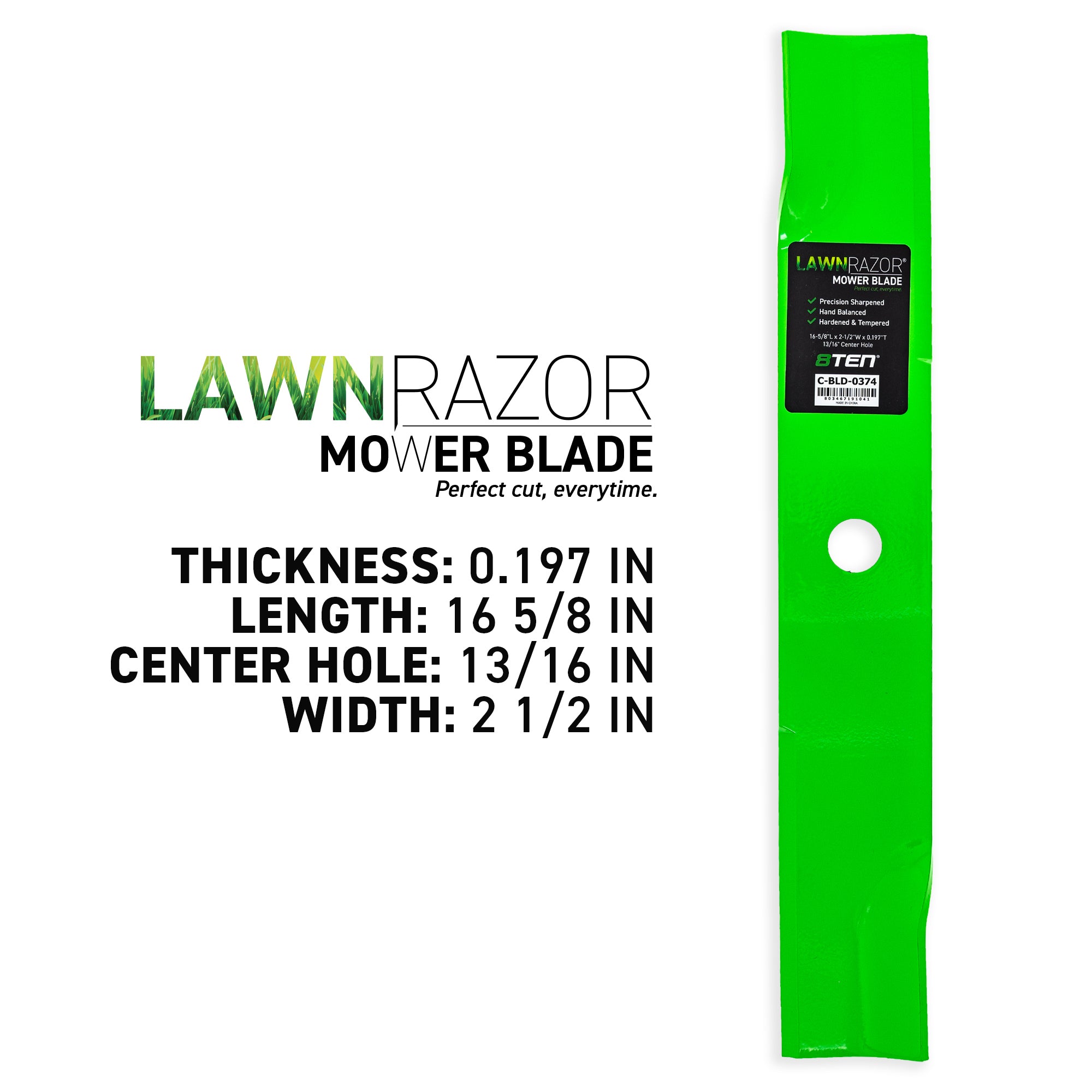 8TEN 810-CBL2596D LawnRAZOR High Lift Blade 3-Pack for zOTHER Walbro