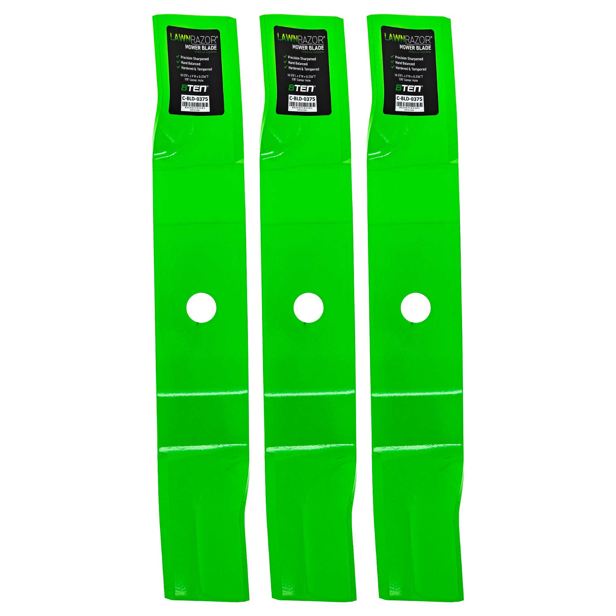 LawnRAZOR High Lift Blade 3-Pack for zOTHER Walbro Oregon John Deere Deere 8TEN 810-CBL2597D