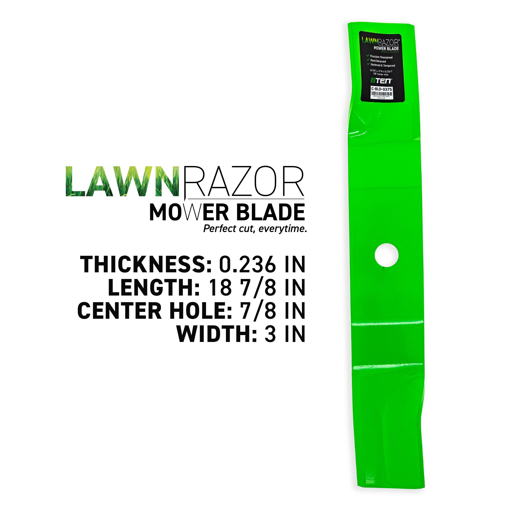 8TEN 810-CBL2597D LawnRAZOR High Lift Blade 3-Pack for zOTHER Walbro
