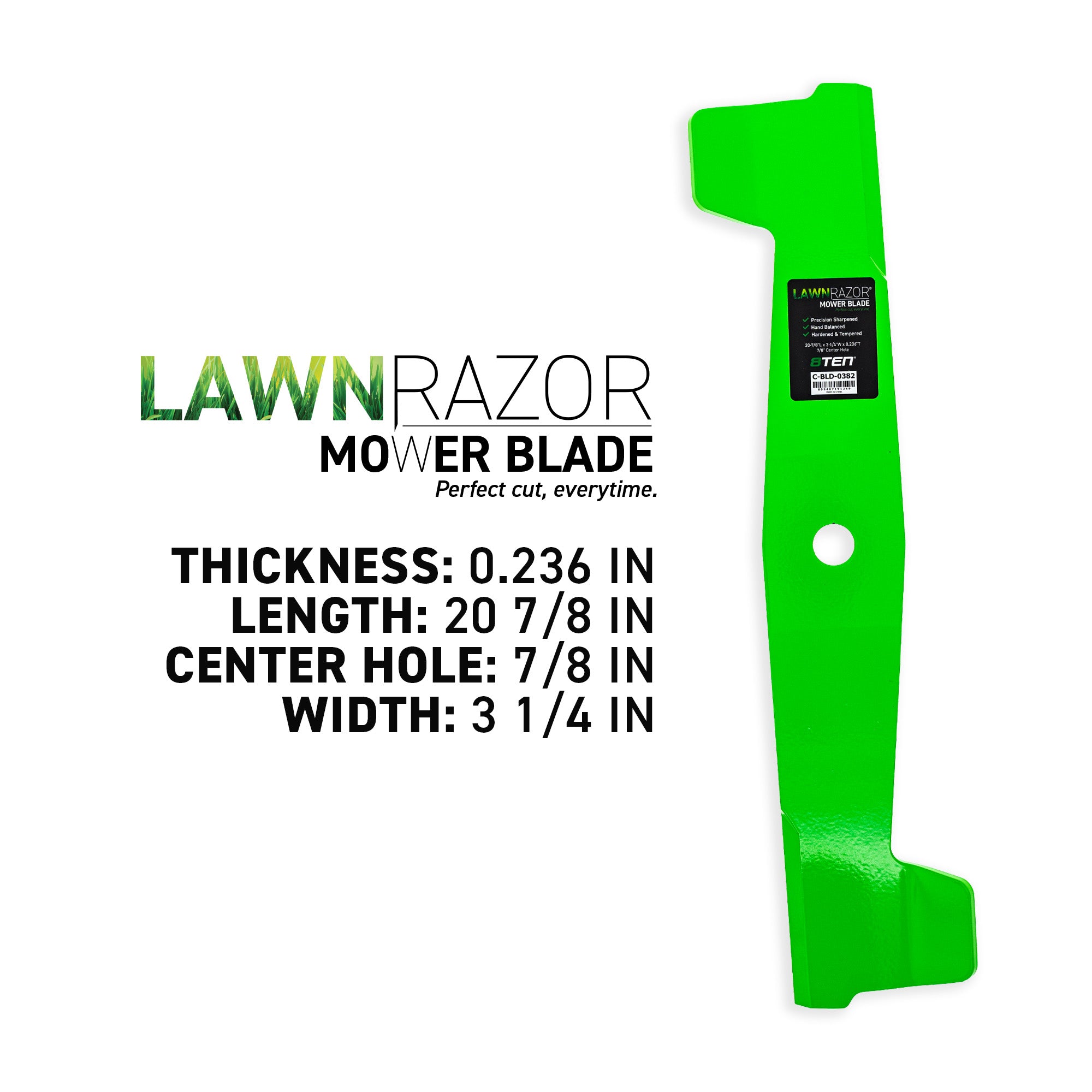 8TEN 810-CBL2504D LawnRAZOR Low Lift Blade 3-Pack for Oregon John