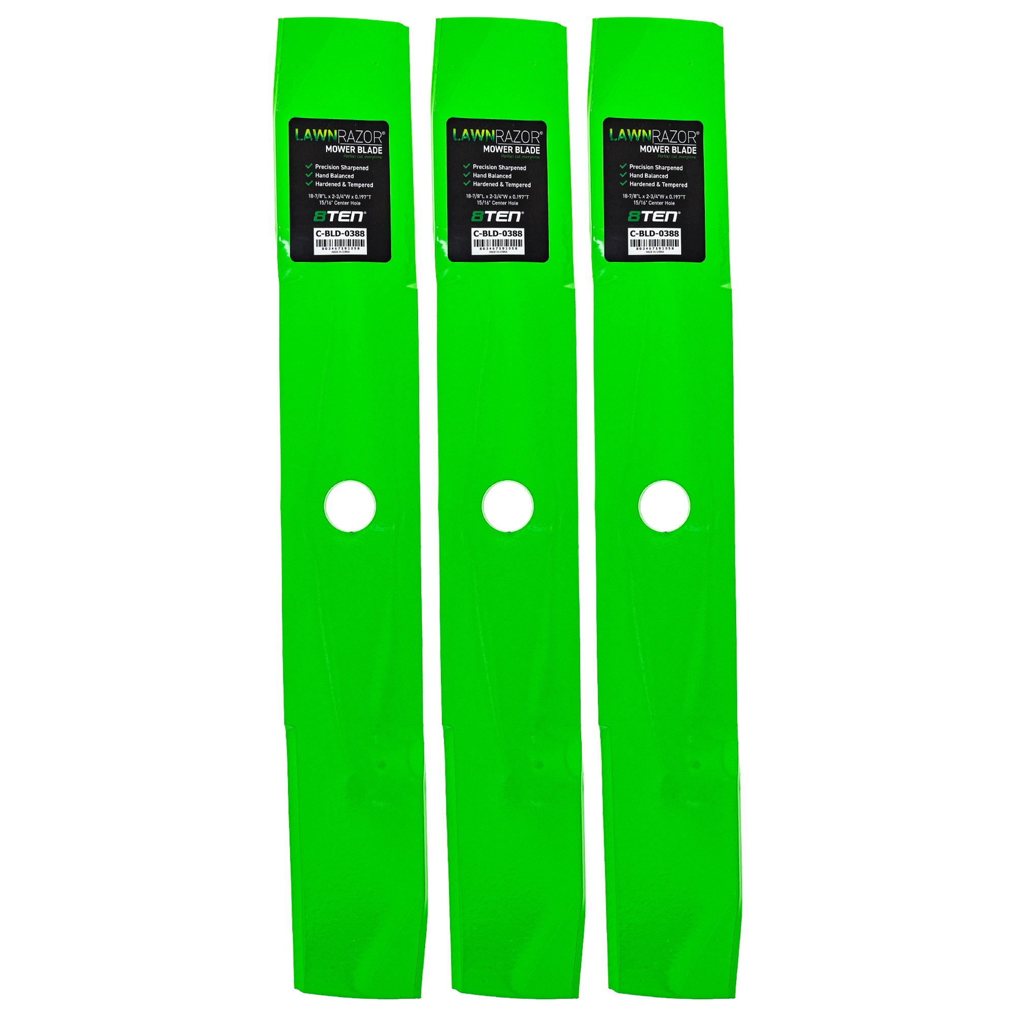 LawnRAZOR High Lift Blade 3-Pack for zOTHER Walbro Oregon John Deere Deere 8TEN 810-CBL2500D