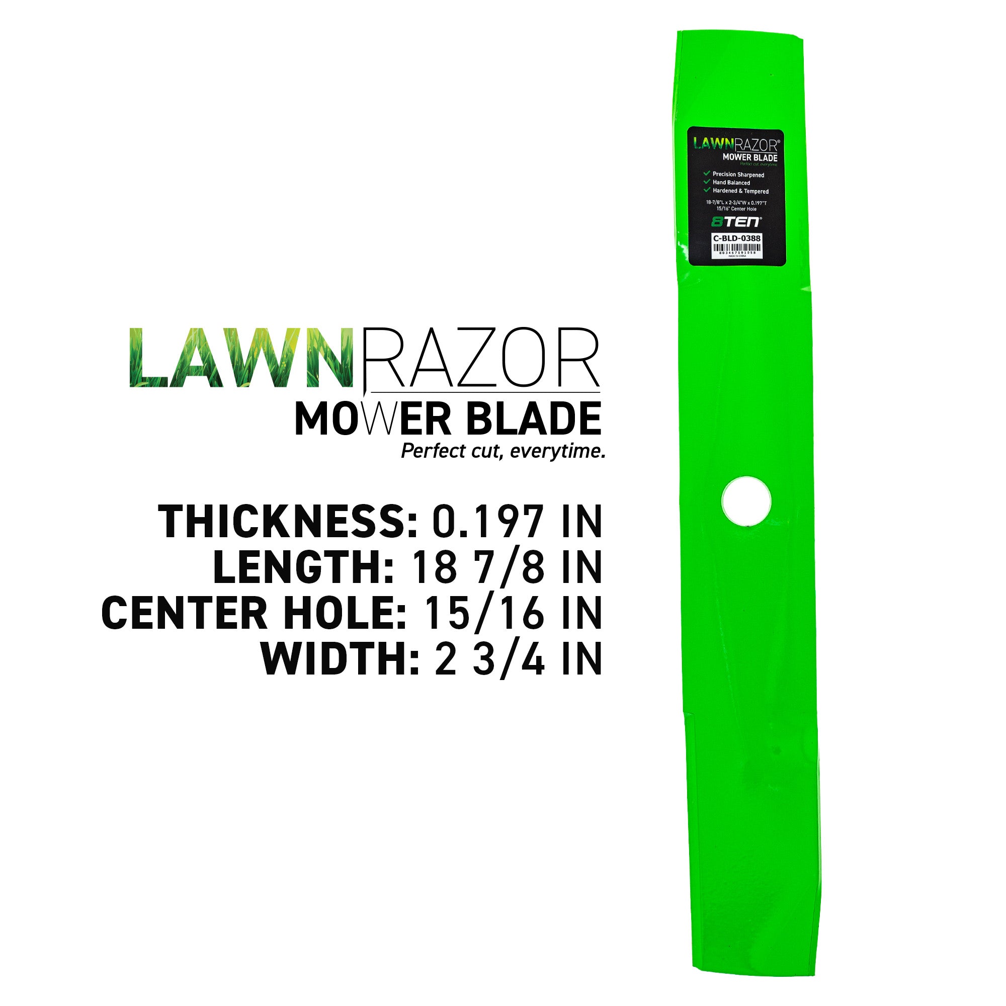 8TEN 810-CBL2500D LawnRAZOR High Lift Blade 3-Pack for zOTHER Walbro