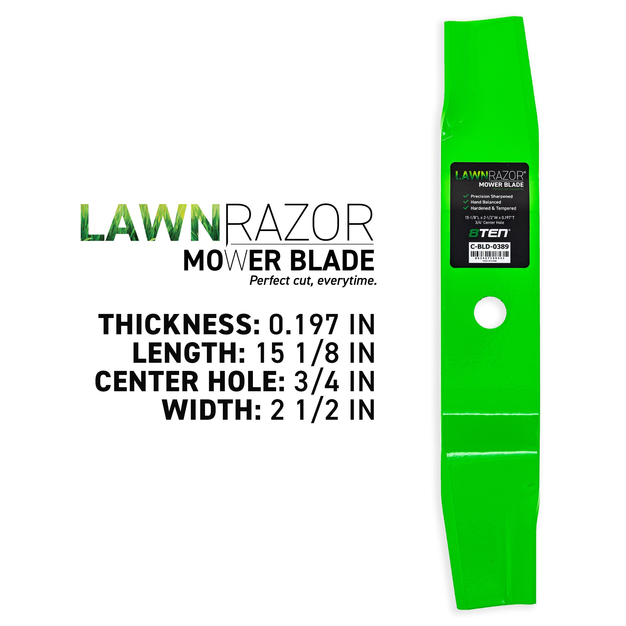 8TEN 810-CBL2501D LawnRAZOR High Lift Blade 3-Pack for zOTHER Oregon