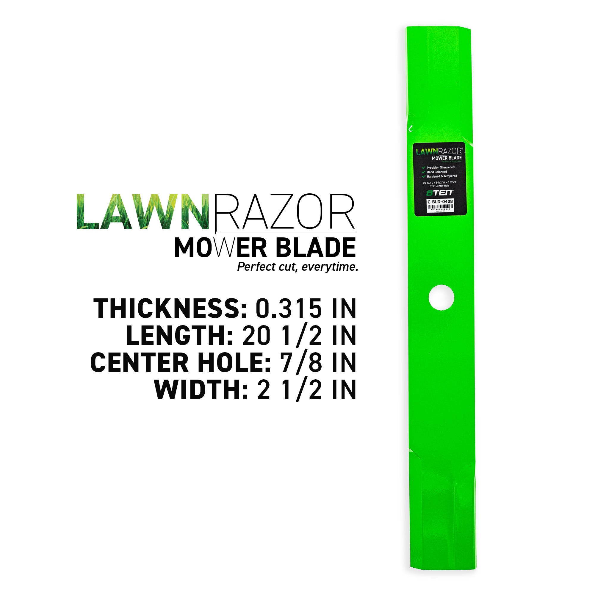 8TEN 810-CBL2620D LawnRAZOR High Lift Blade 3-Pack for Oregon John