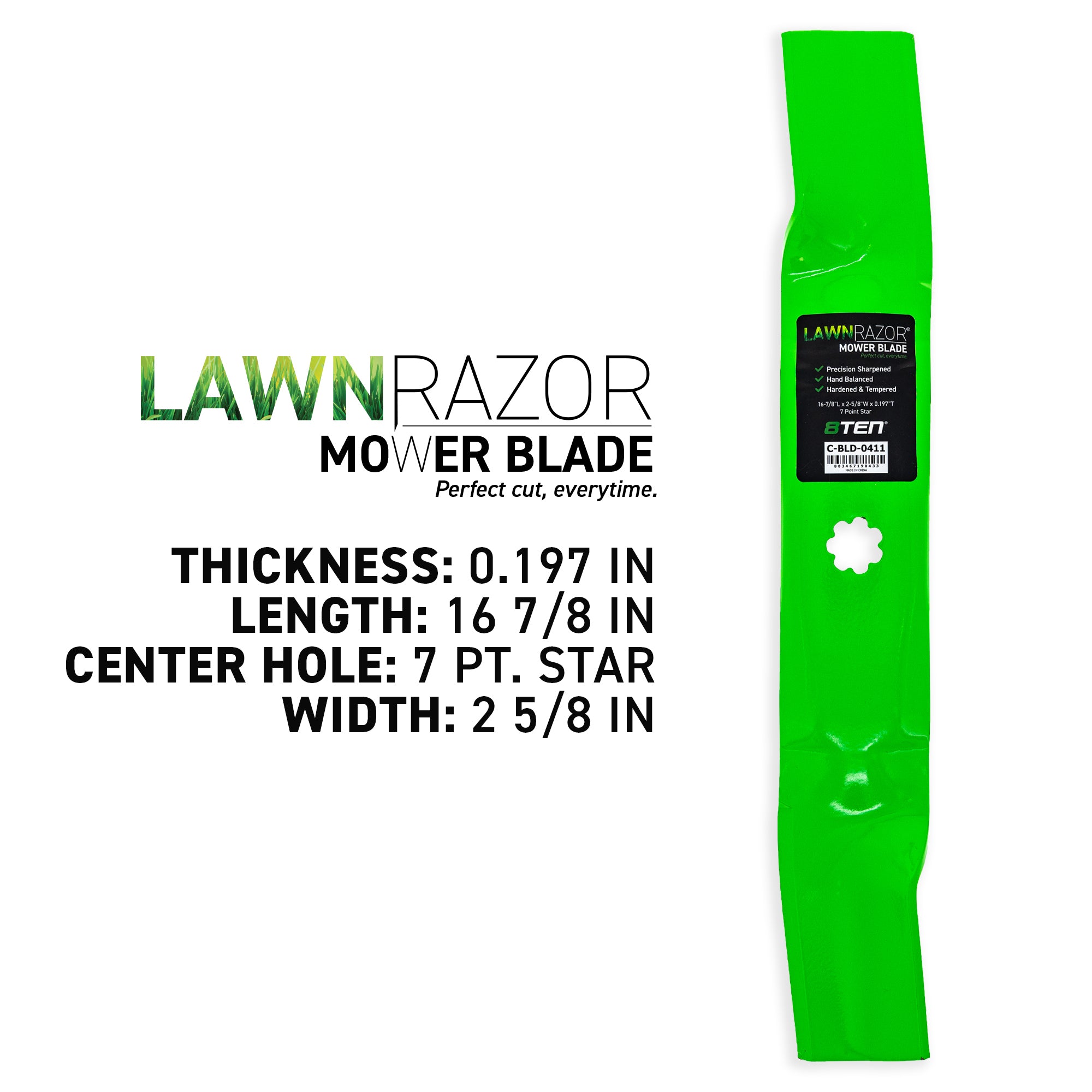 8TEN 810-CBL2633D LawnRAZOR High Lift Blade 3-Pack for Oregon John
