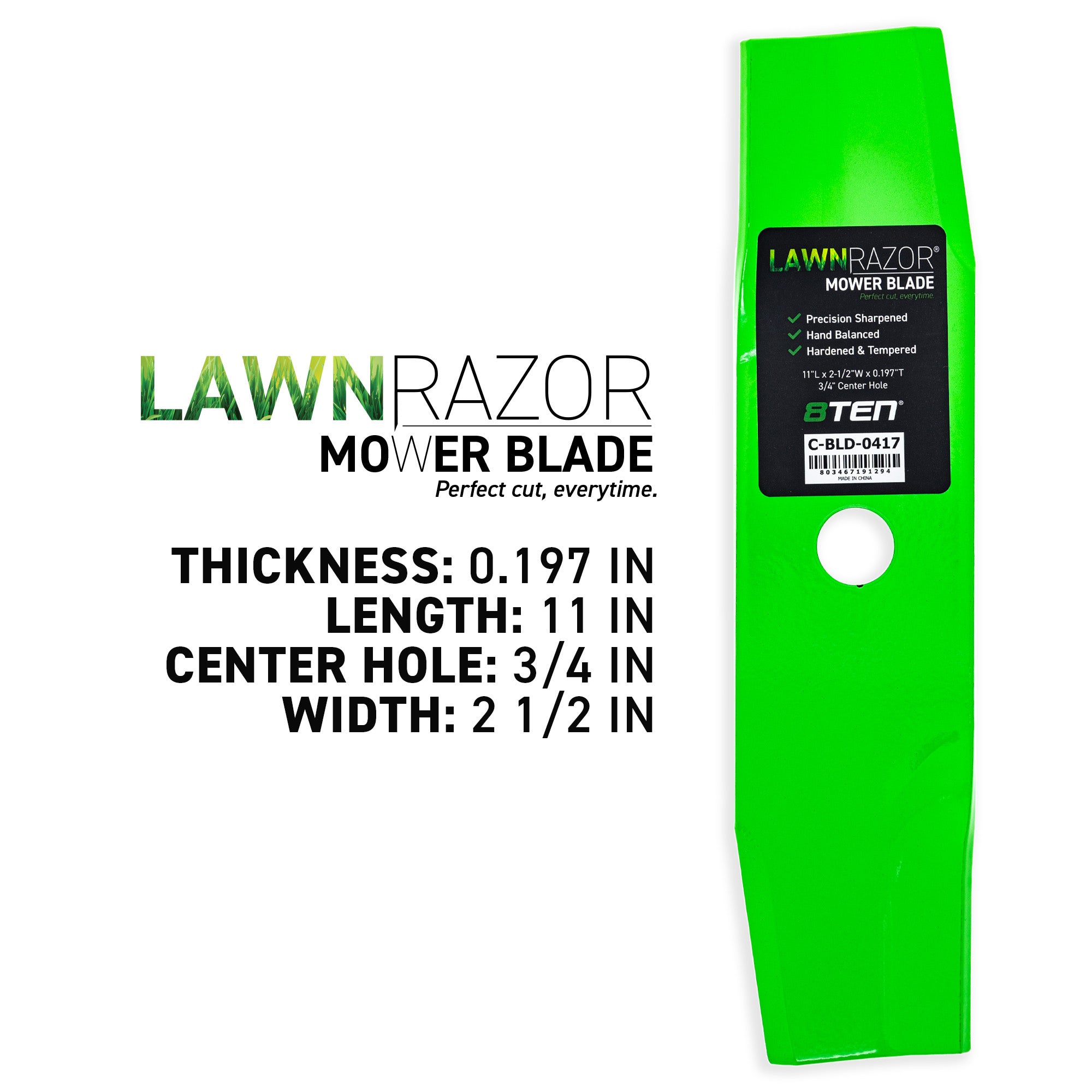 8TEN 810-CBL2639D LawnRAZOR High Lift Blade 3-Pack for zOTHER MTD