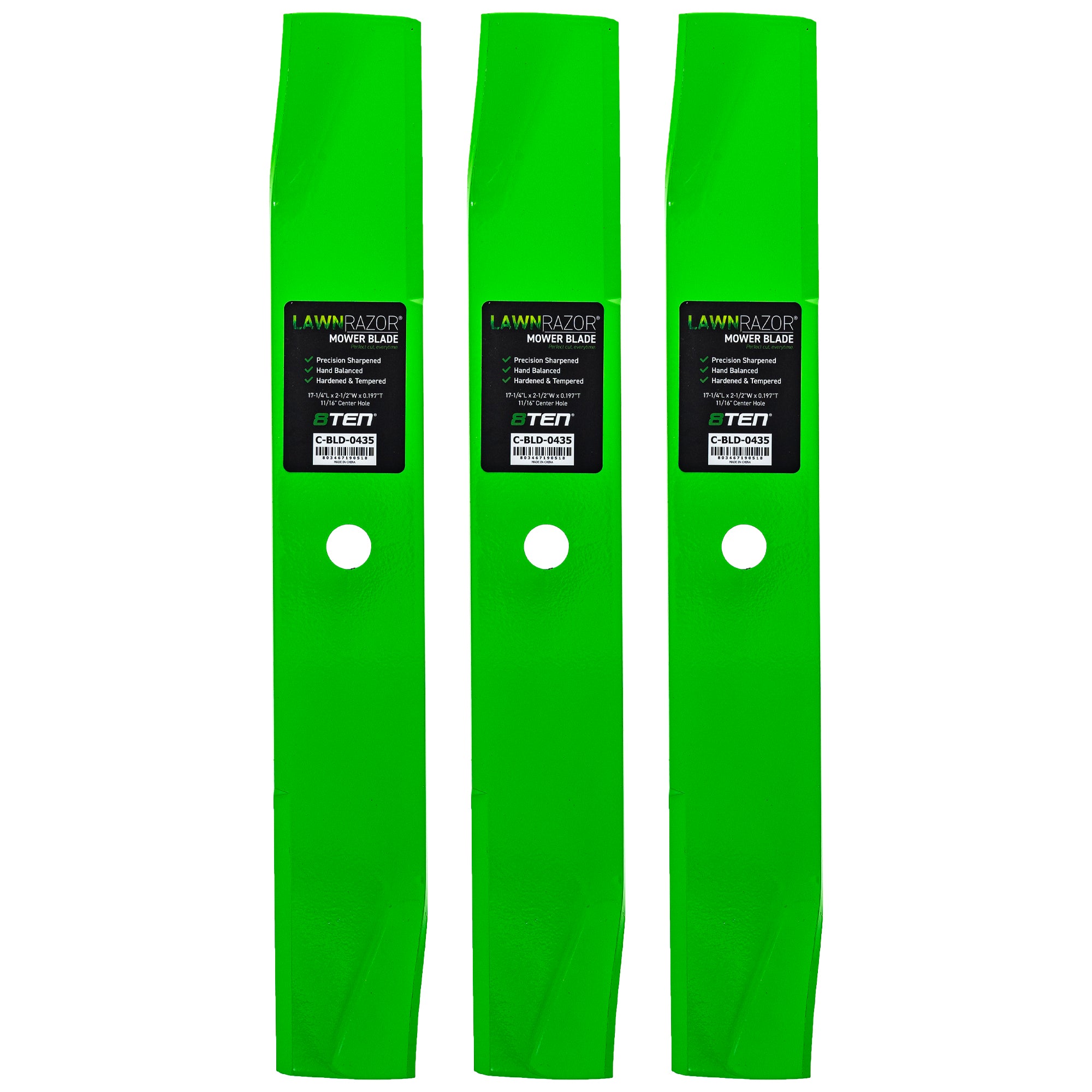LawnRAZOR Medium Lift Blade 3-Pack for Oregon John Deere Deere 8TEN 810-CBL2657D