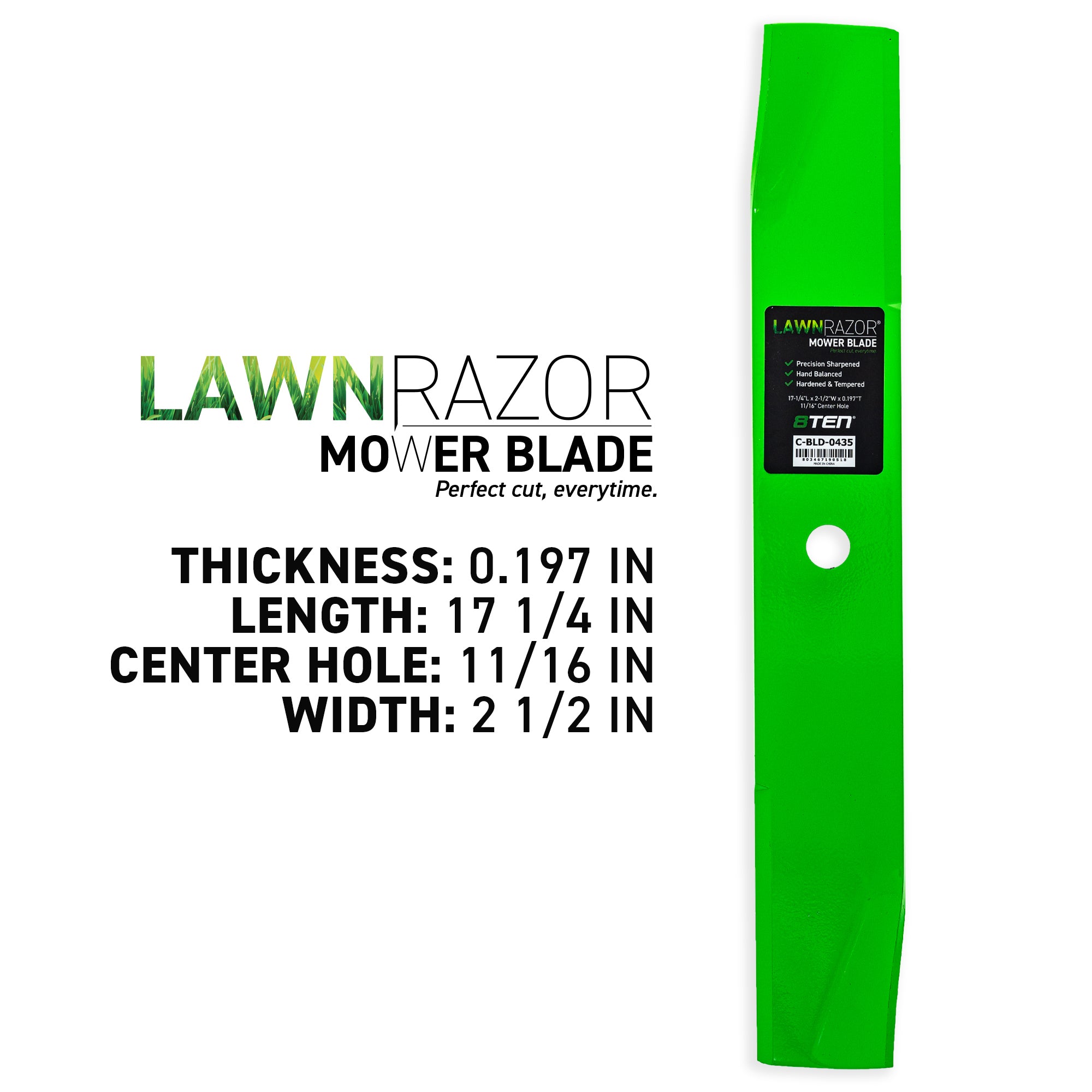 8TEN 810-CBL2657D LawnRAZOR Medium Lift Blade 3-Pack for Oregon John