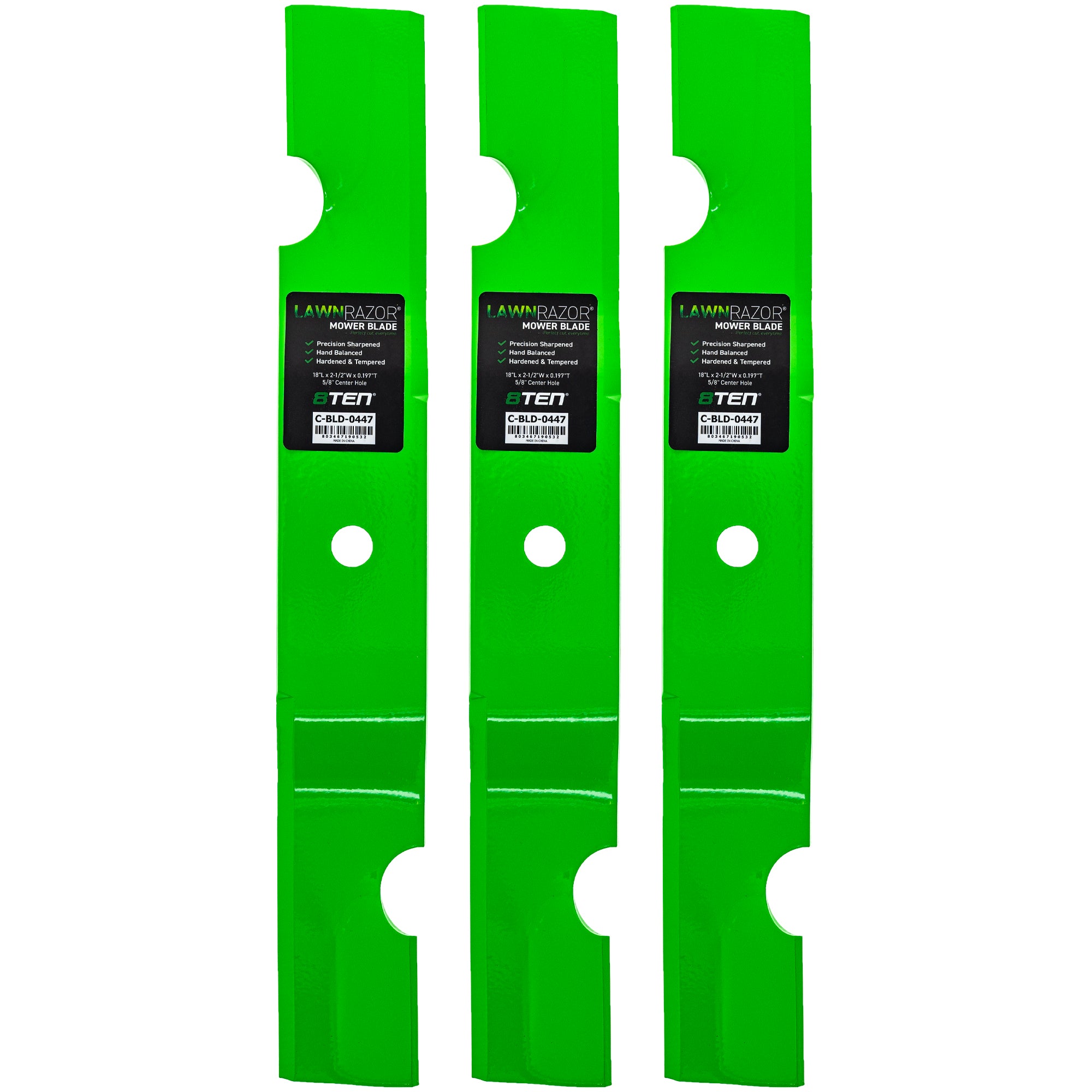 LawnRAZOR Notched Medium Lift Blade 3-Pack for Oregon John Deere Deere 8TEN 810-CBL2669D