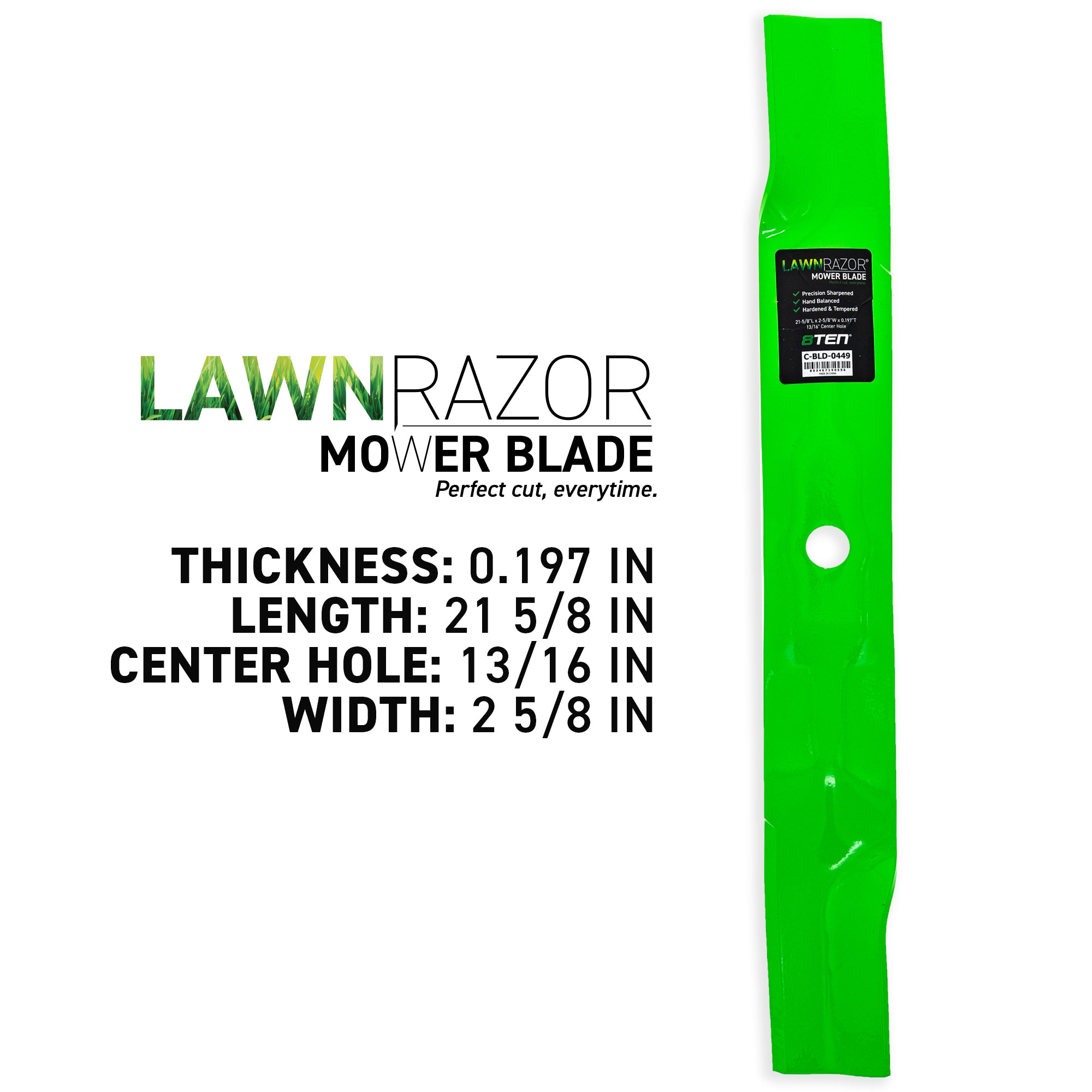 8TEN 810-CBL2661D LawnRAZOR Mulching Blade 3-Pack for Oregon John