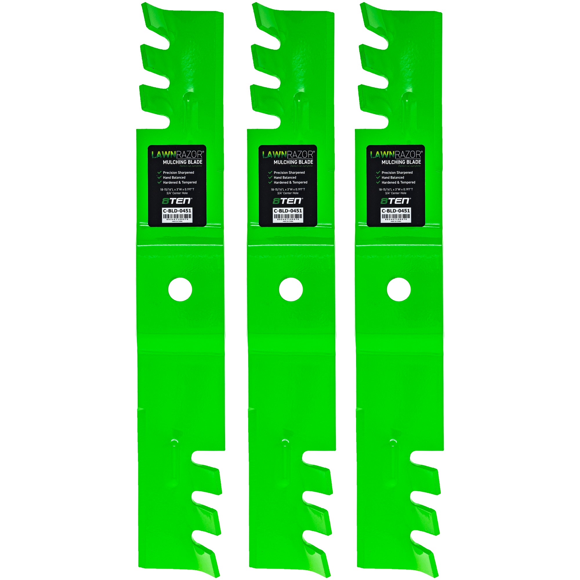 LawnRAZOR Toothed Blade 3-Pack for Walbro Oregon MTD Cub Cadet Troy-Bilt Z8400 Z8200 8TEN 810-CBL2673D