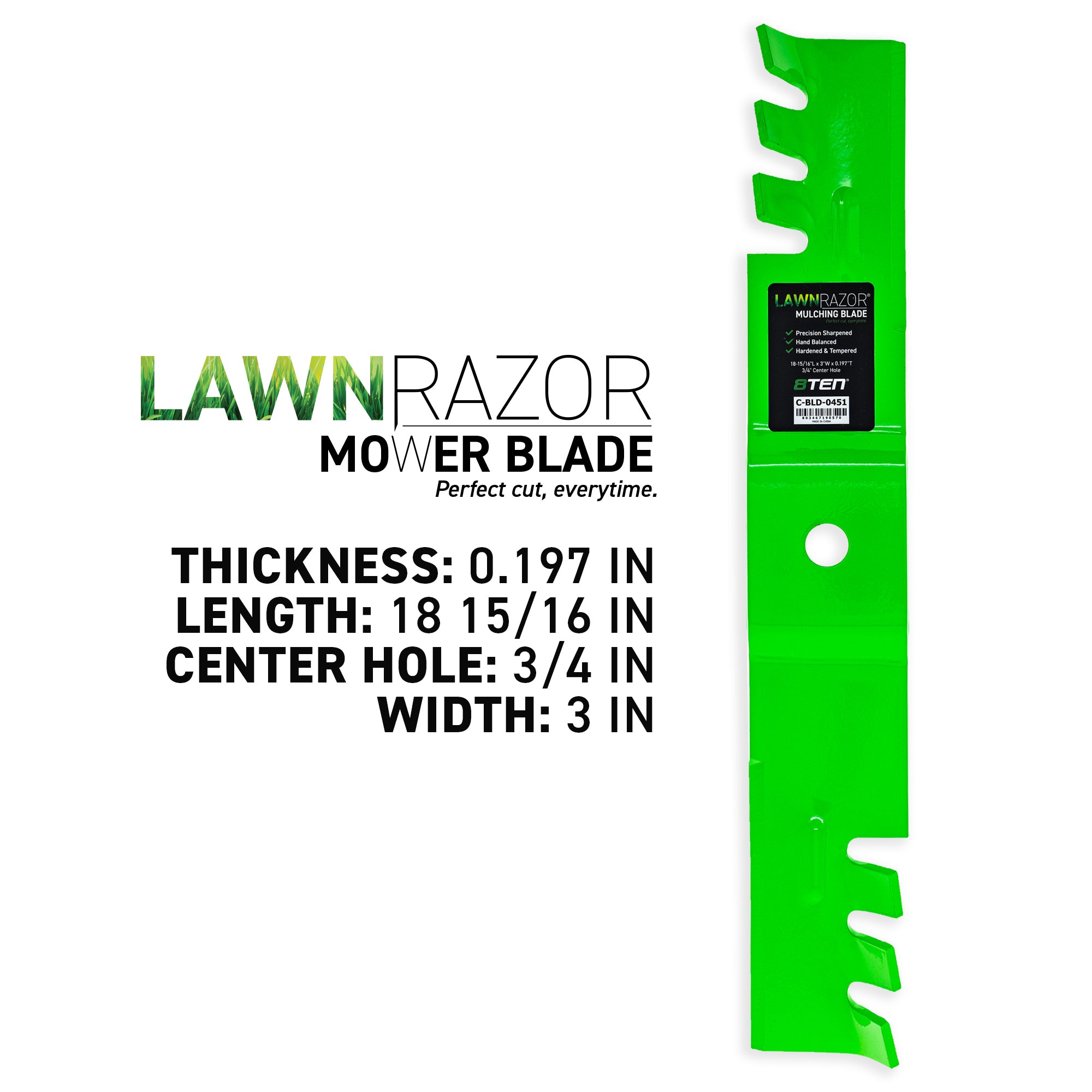8TEN 810-CBL2673D LawnRAZOR Toothed Blade 3-Pack for Walbro Oregon
