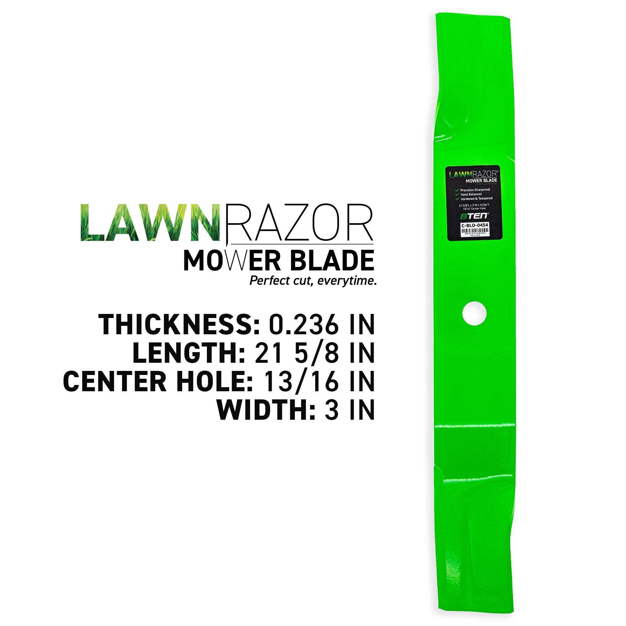 8TEN 810-CBL2676D LawnRAZOR High Lift Blade 3-Pack for Oregon John