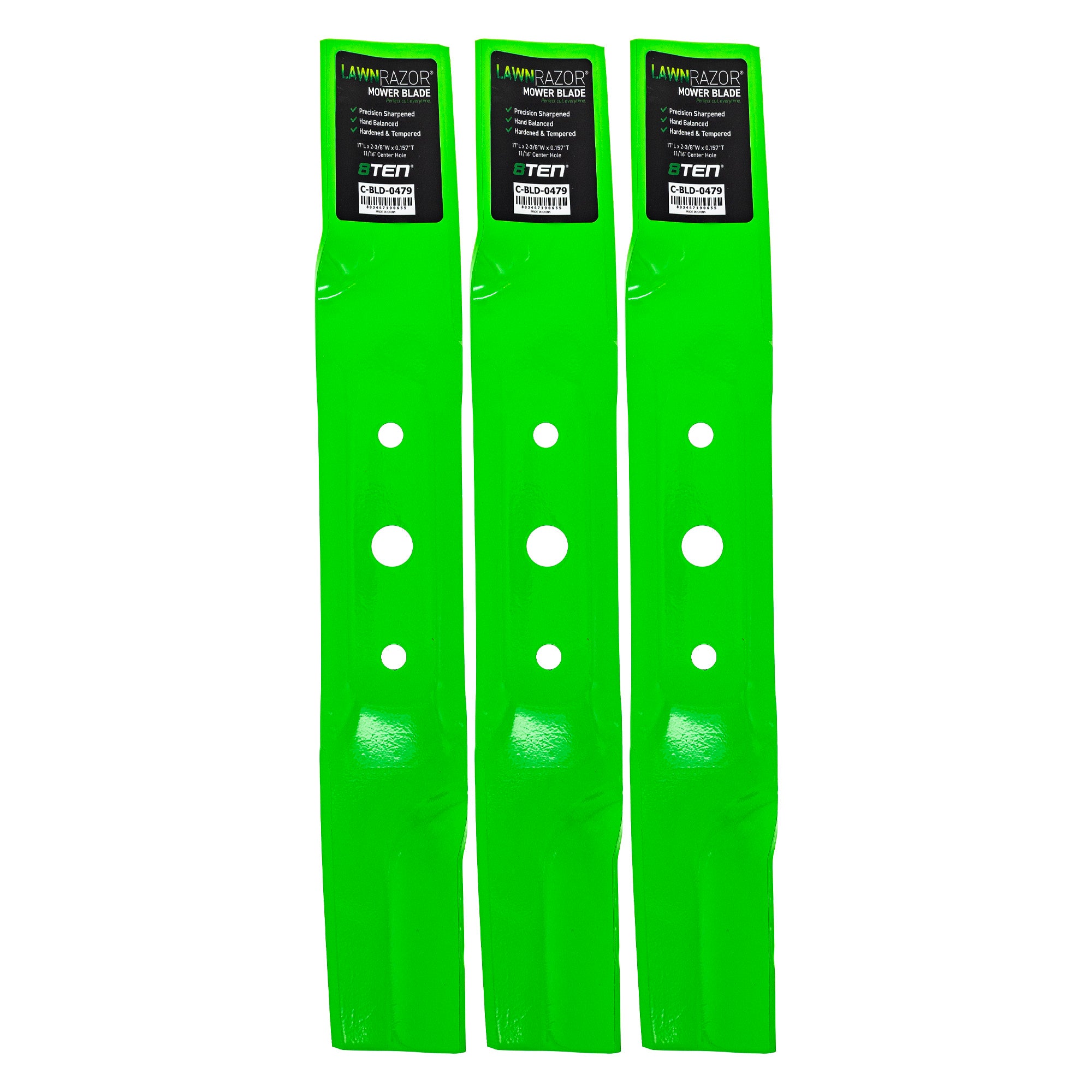 LawnRAZOR High Lift Blade 3-Pack for Oregon John Deere Deere 8TEN 810-CBL2691D