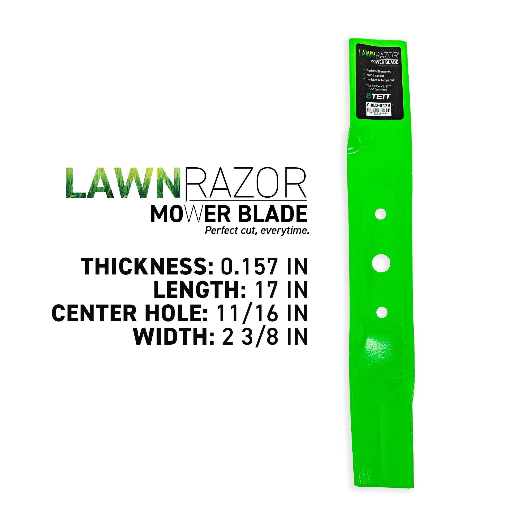 8TEN 810-CBL2691D LawnRAZOR High Lift Blade 3-Pack for Oregon John