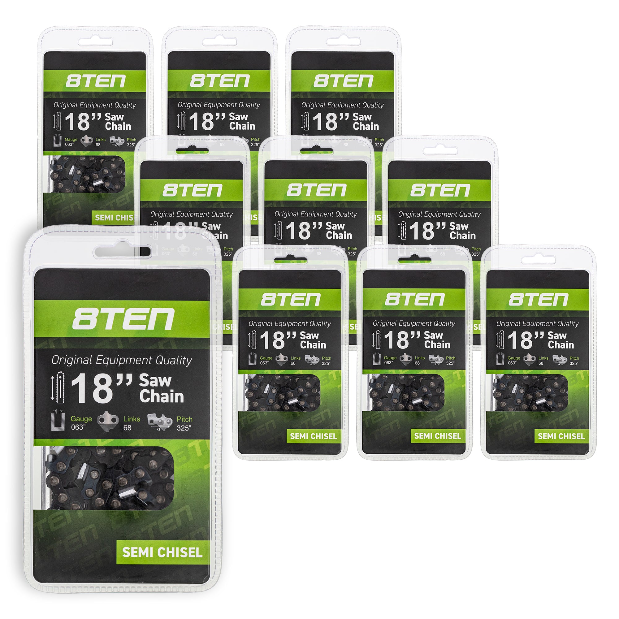 Chainsaw Chain 18 Inch .063 .325 68DL 10-Pack for zOTHER Stens Oregon Ref. Oregon Carlton 8TEN 810-CCC2227H